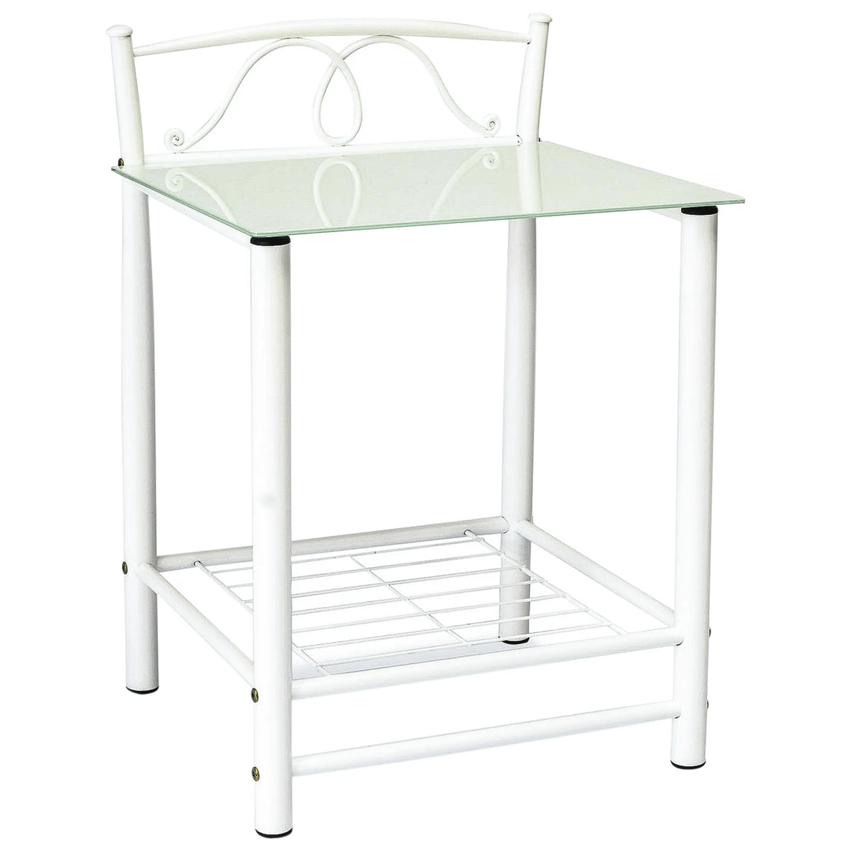 Noptiera ET920, alb, metal/sticla, 49x46x65 cm