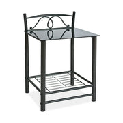 Noptiera ET920, negru, metal/sticla, 49x46x65 cm