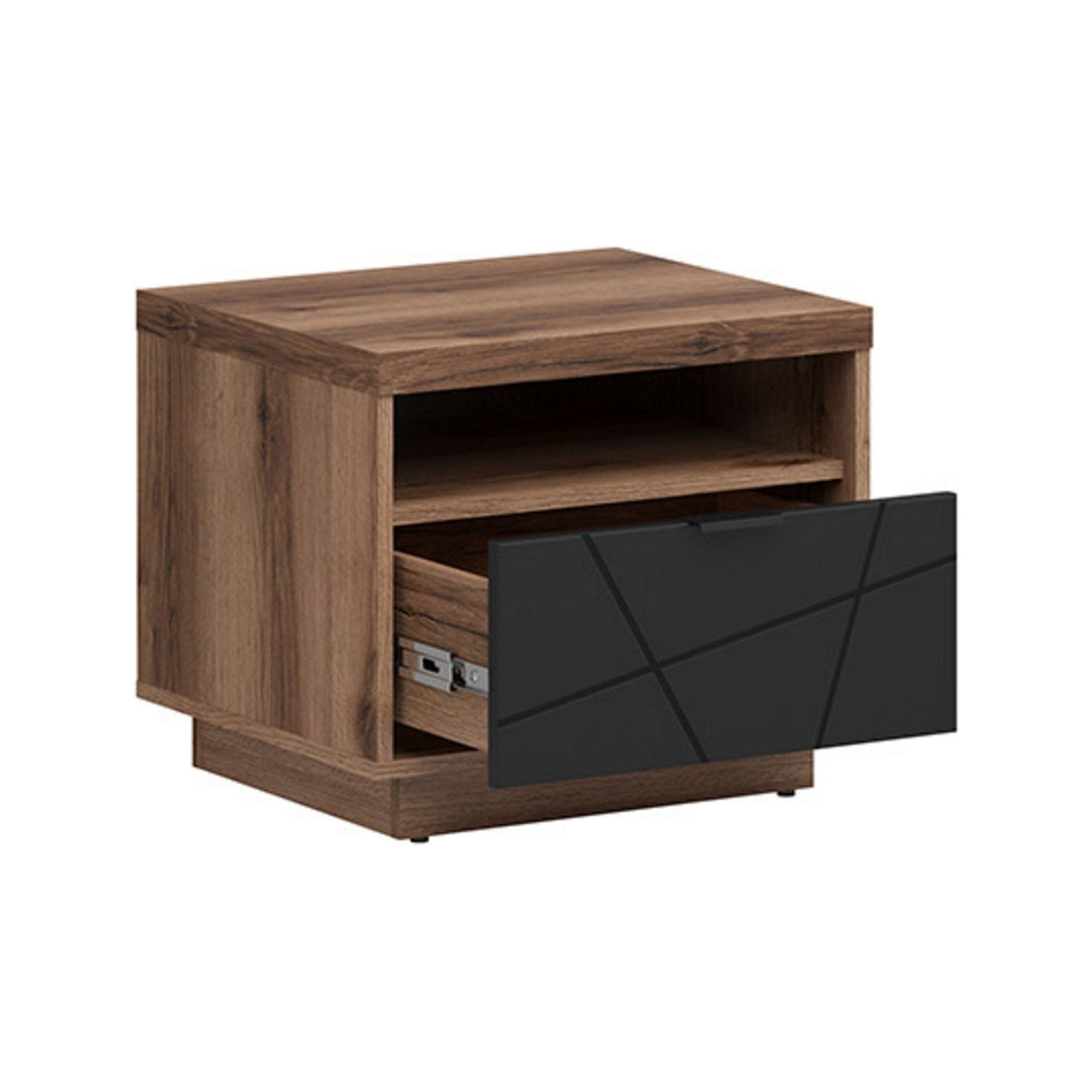 Noptiera FORN, nuc/negru , PAL melaminat, 50x43x43 cm