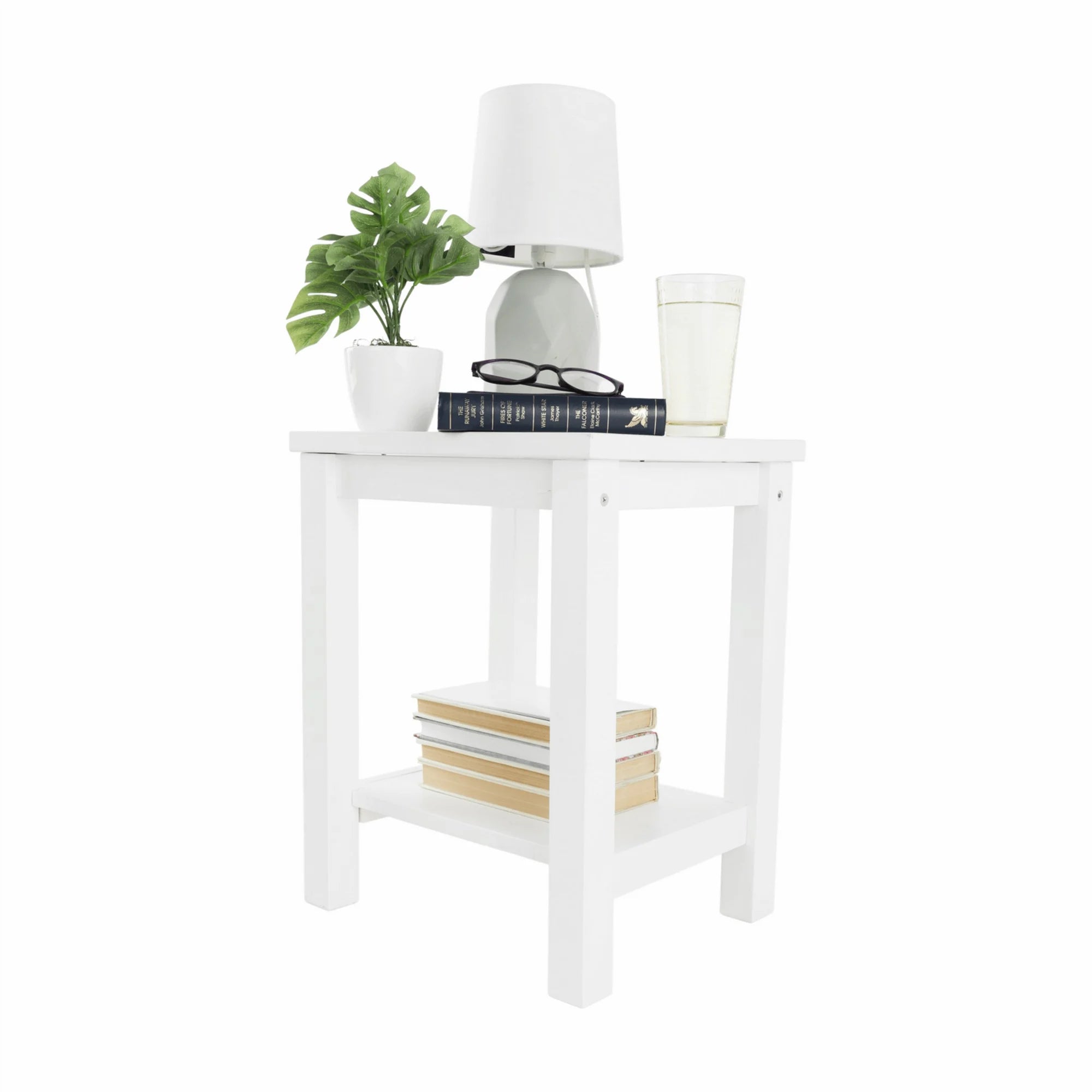 Noptiera FOSIL, alb, lemn, 38x32x47 cm