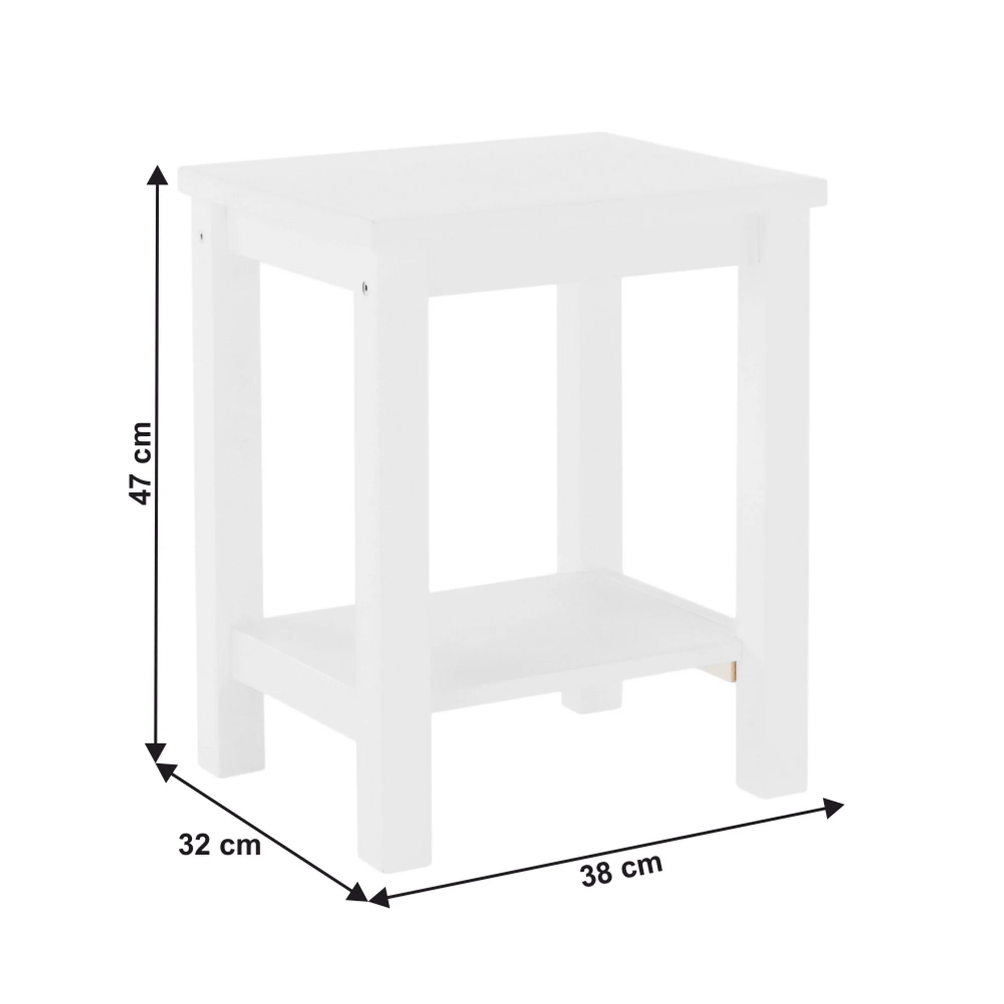 Noptiera FOSIL, alb, lemn, 38x32x47 cm
