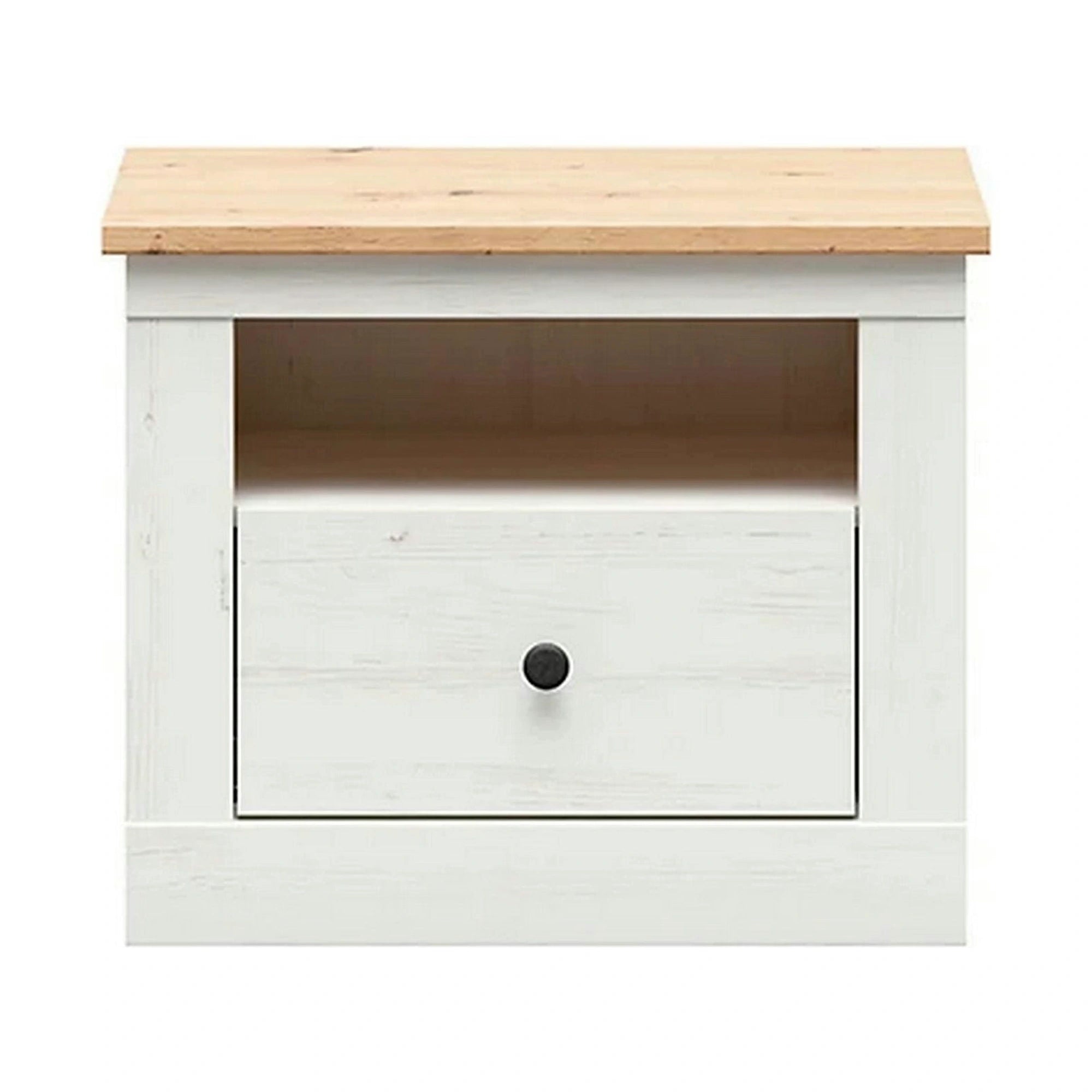 Noptiera FRIJA, stejar artisan/crem, PAL melaminat, 58x44x48 cm