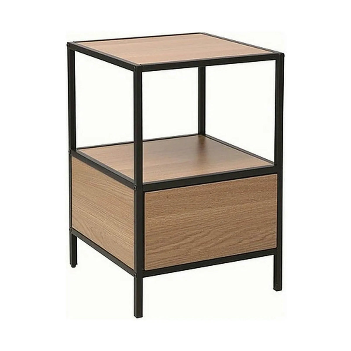 Noptiera GEO S, stejar/negru mat, PAL/metal, 40x40x59 cm