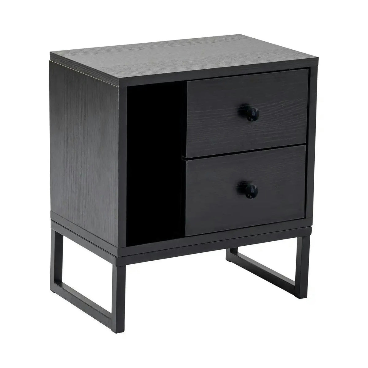 Noptiera GLIMMER, negru, PAL/metal, 46x30x50 cm