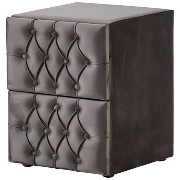 Noptiera HADISE VISCO LUX, gri, stofa, 40x44x60 cm