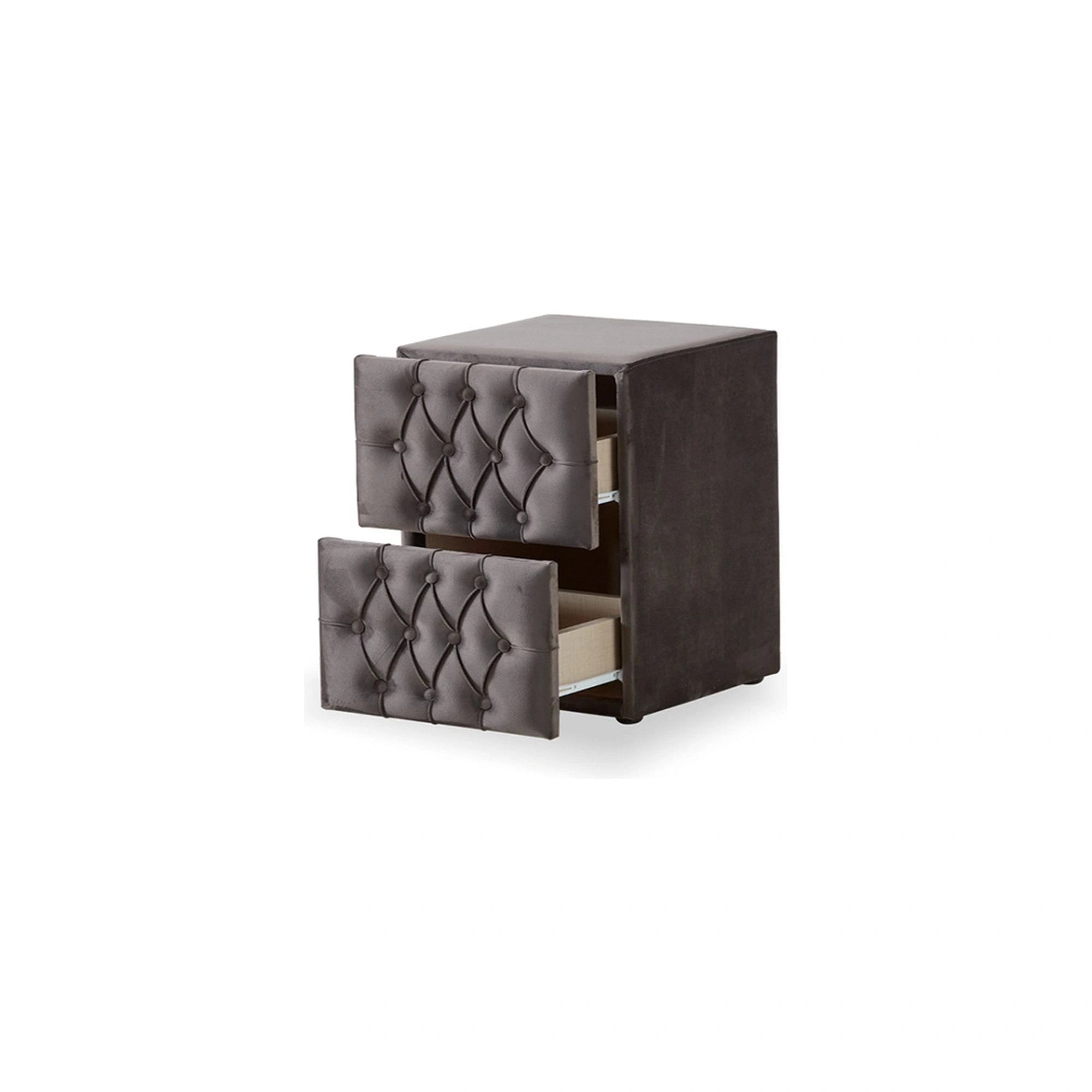 Noptiera HADISE VISCO LUX, gri, stofa, 40x44x60 cm