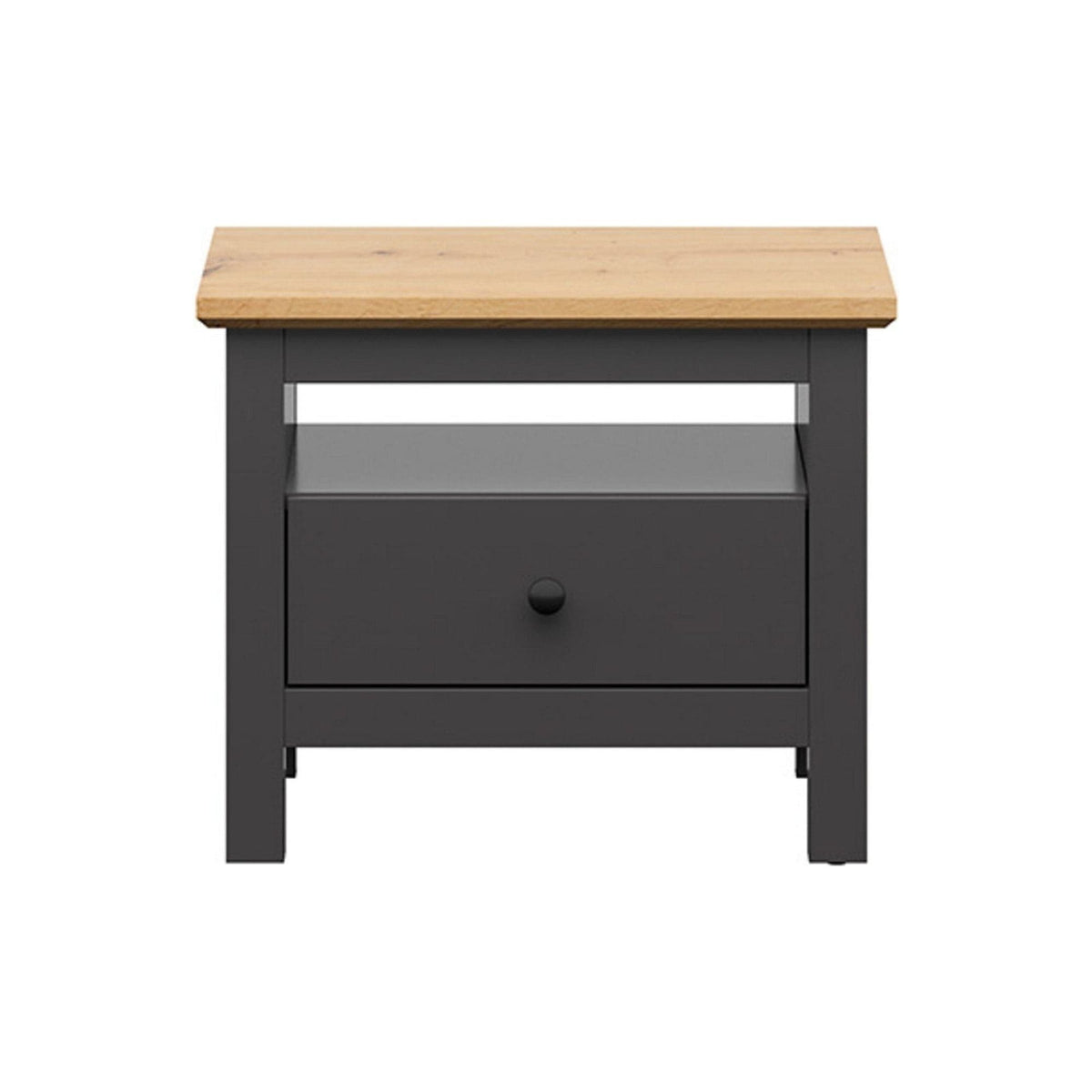Noptiera HESEN, gri grafit/stejar artisan, PAL melaminat, 60x44x50 cm