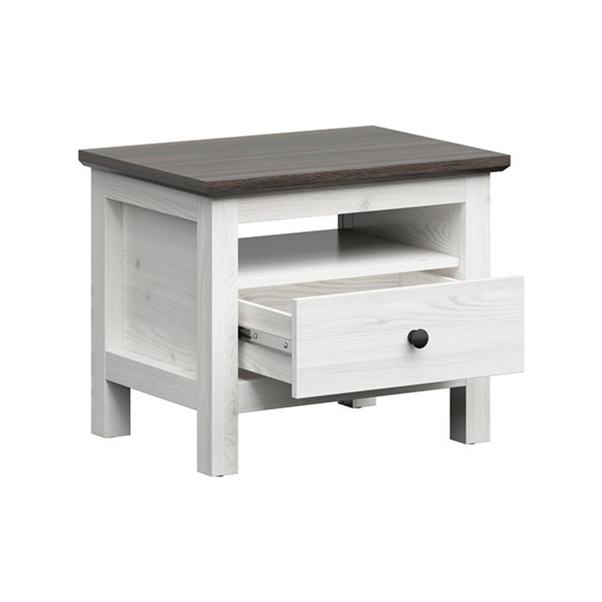 Noptiera HESEN, stejar deschis/wenge, PAL melaminat, 60x44x50 cm