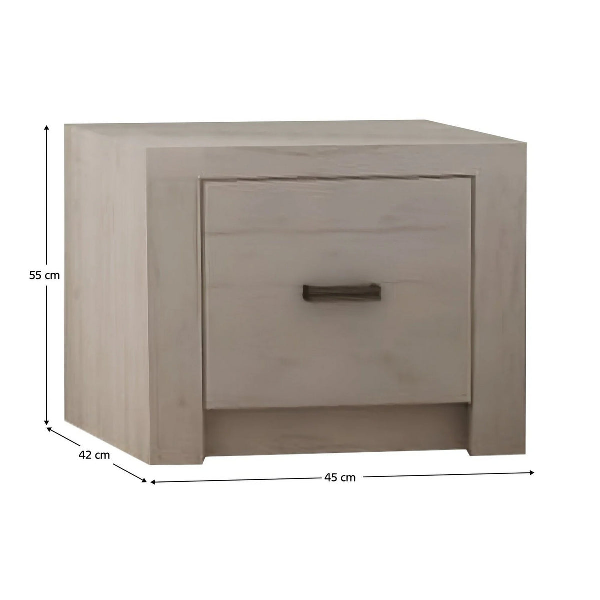 Noptiera INFINITY I-24, frasin alb, PAL melaminat, 45x42x55 cm