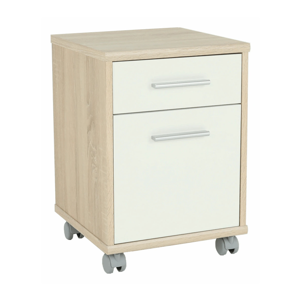 Noptiera JOHAN 2 NEW 07, stejar sonoma/alb, DTD laminat, 39x41x55 cm