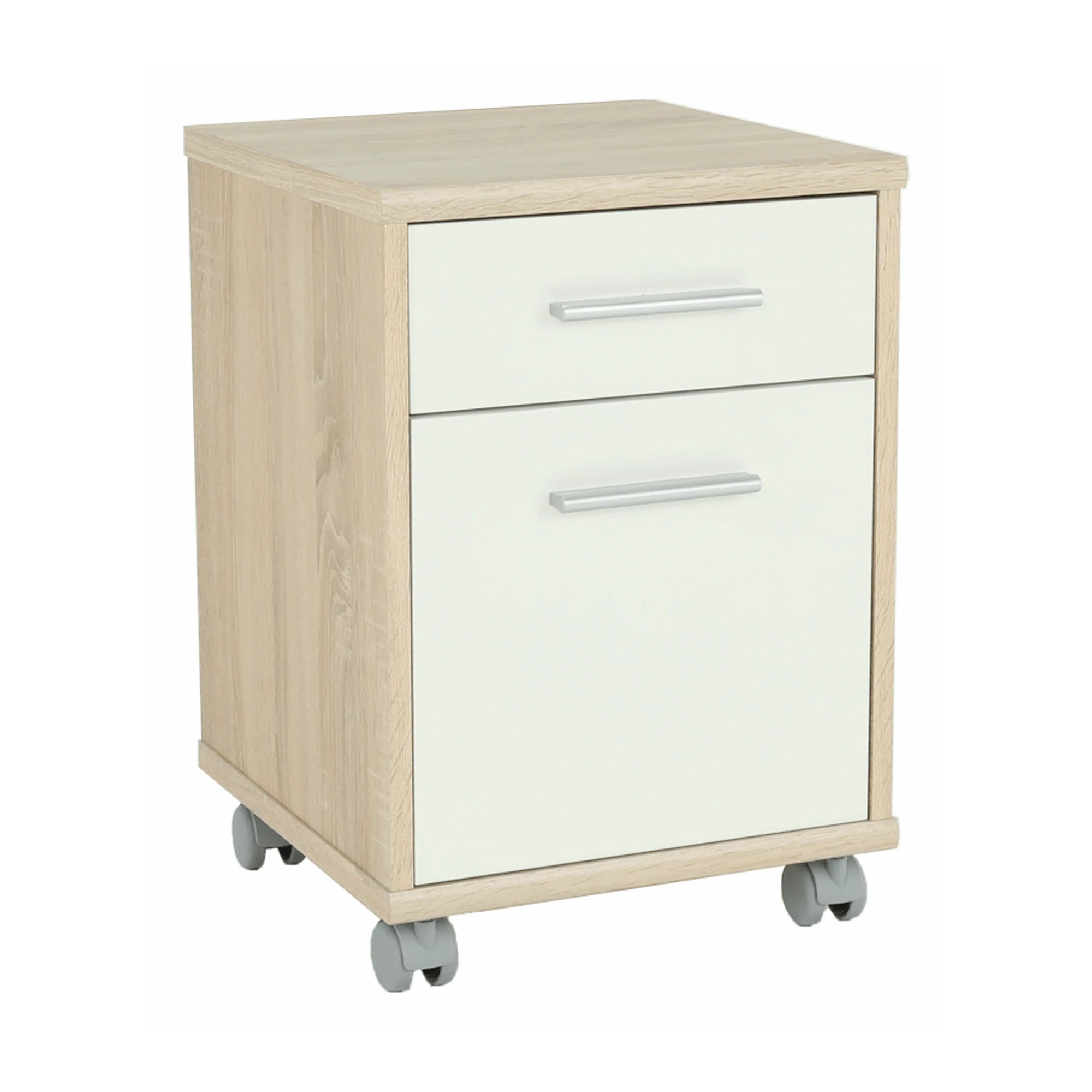 Noptiera JOHAN 2 NEW 07, stejar sonoma/alb, DTD laminat, 39x41x55 cm