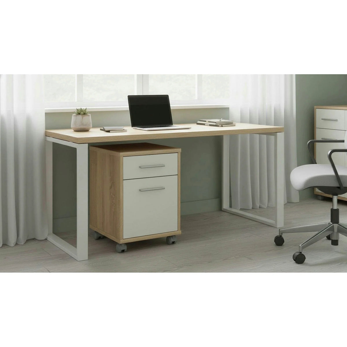 Noptiera JOHAN 2 NEW 07, stejar sonoma/alb, DTD laminat, 39x41x55 cm