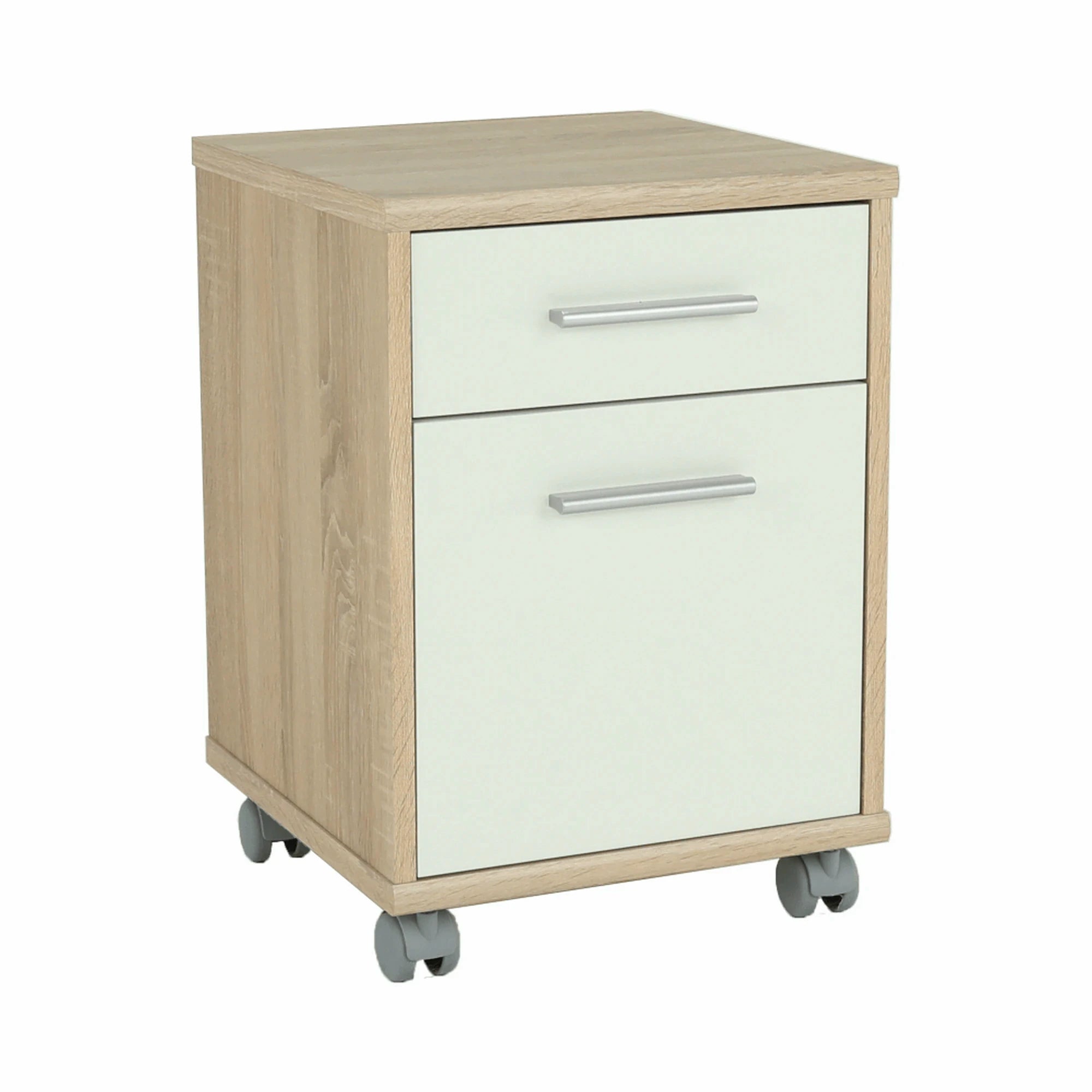 Noptiera JOHAN 2 NEW 07, stejar sonoma/alb, DTD laminat, 39x41x55 cm