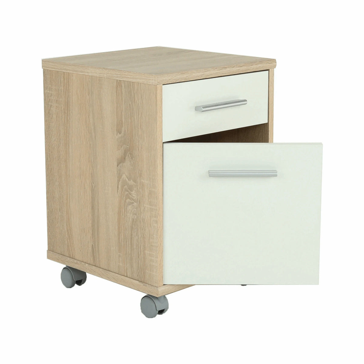 Noptiera JOHAN 2 NEW 07, stejar sonoma/alb, DTD laminat, 39x41x55 cm
