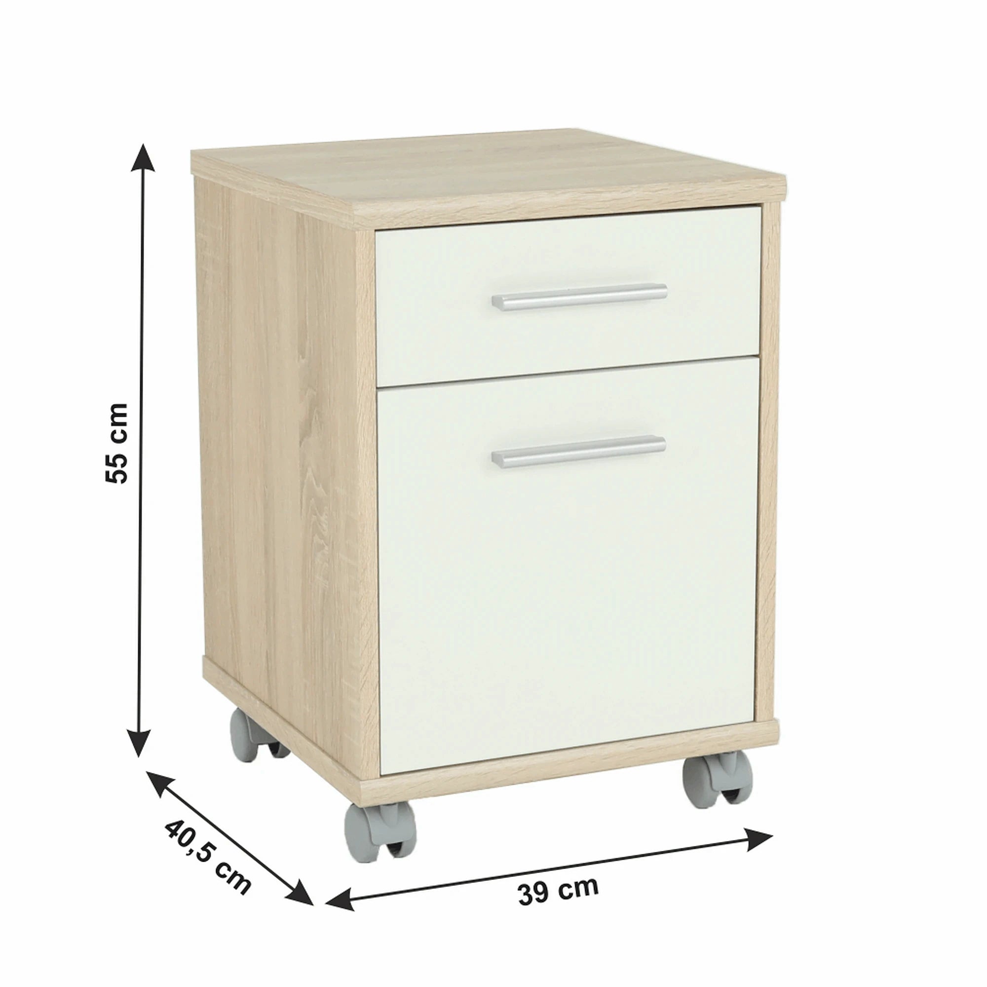 Noptiera JOHAN 2 NEW 07, stejar sonoma/alb, DTD laminat, 39x41x55 cm