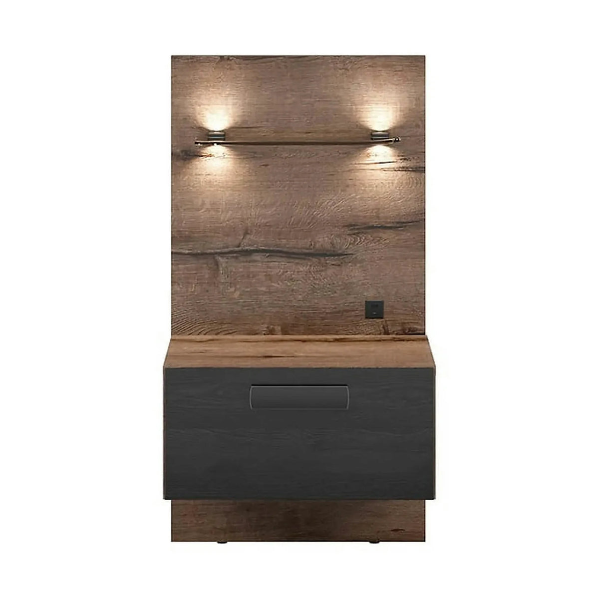 Noptiera KASSEL, nuc/negru, PAL, pe partea stanga, 51x46x96 cm