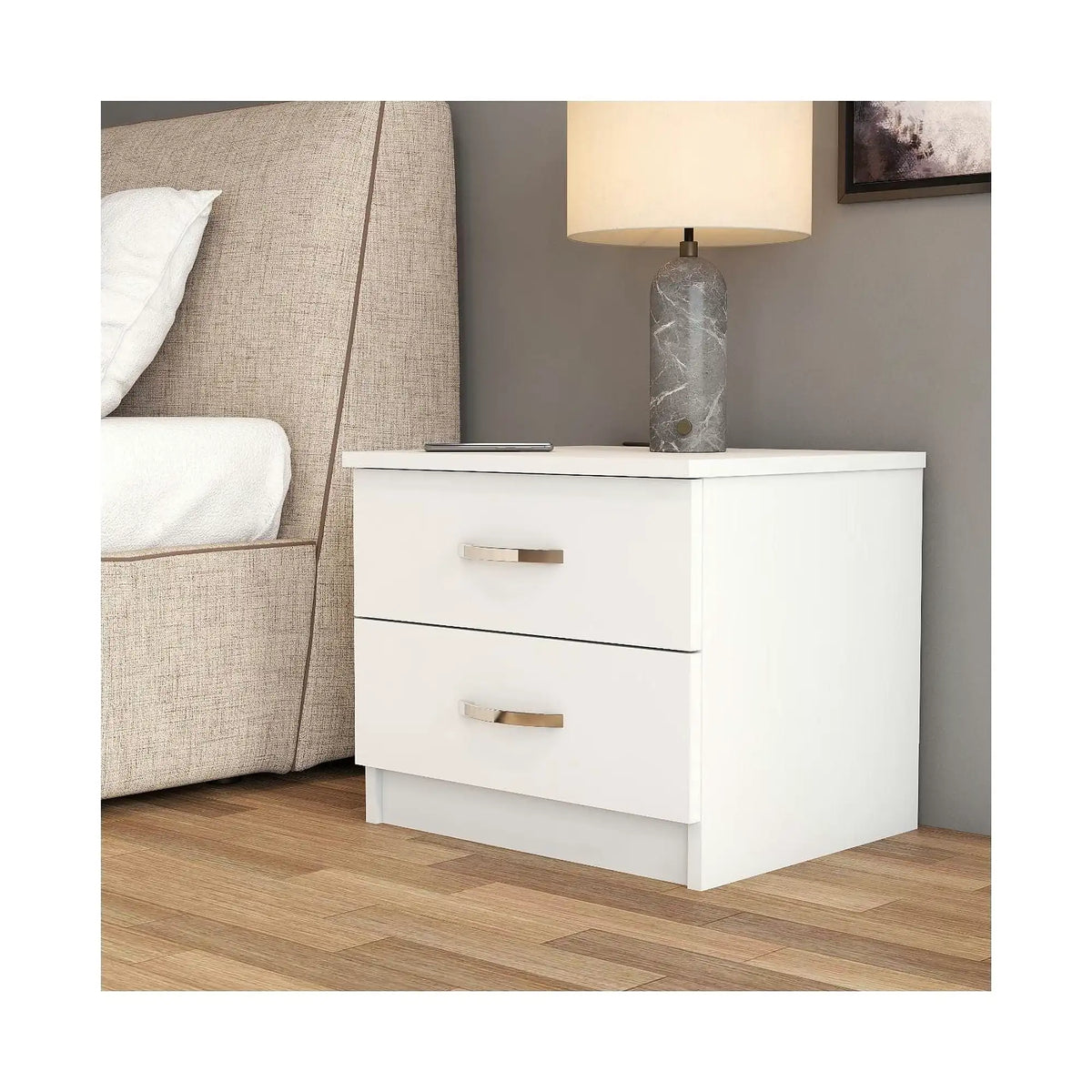 Noptiera KMD0201, alb, PAL, 52x45x45 cm
