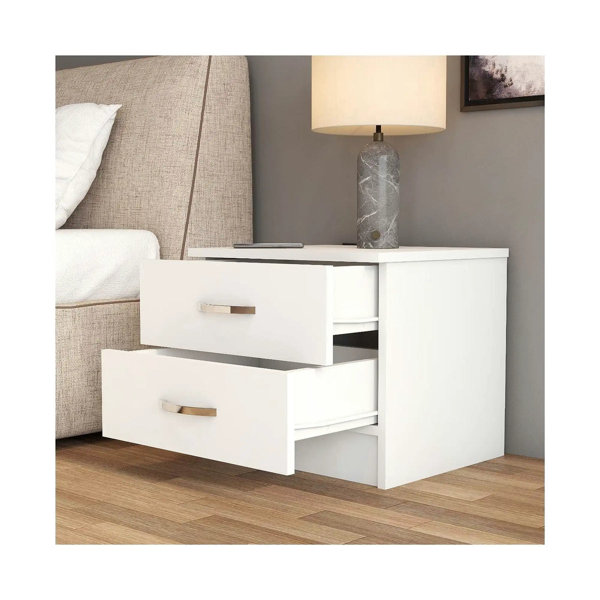 Noptiera KMD0201, alb, PAL, 52x45x45 cm