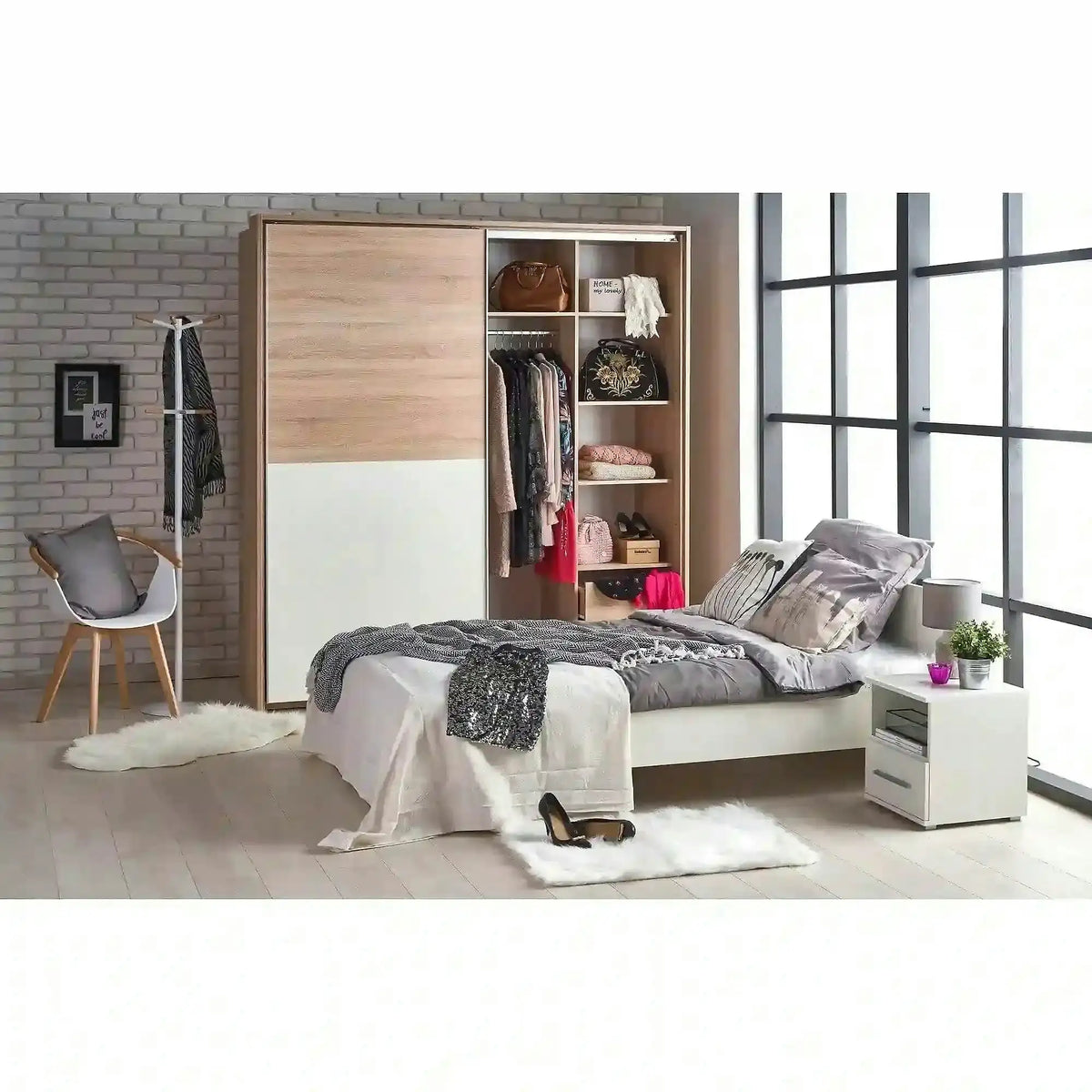 Noptiera LIMA SN1, alb, PAL laminat, 39x40x44 cm