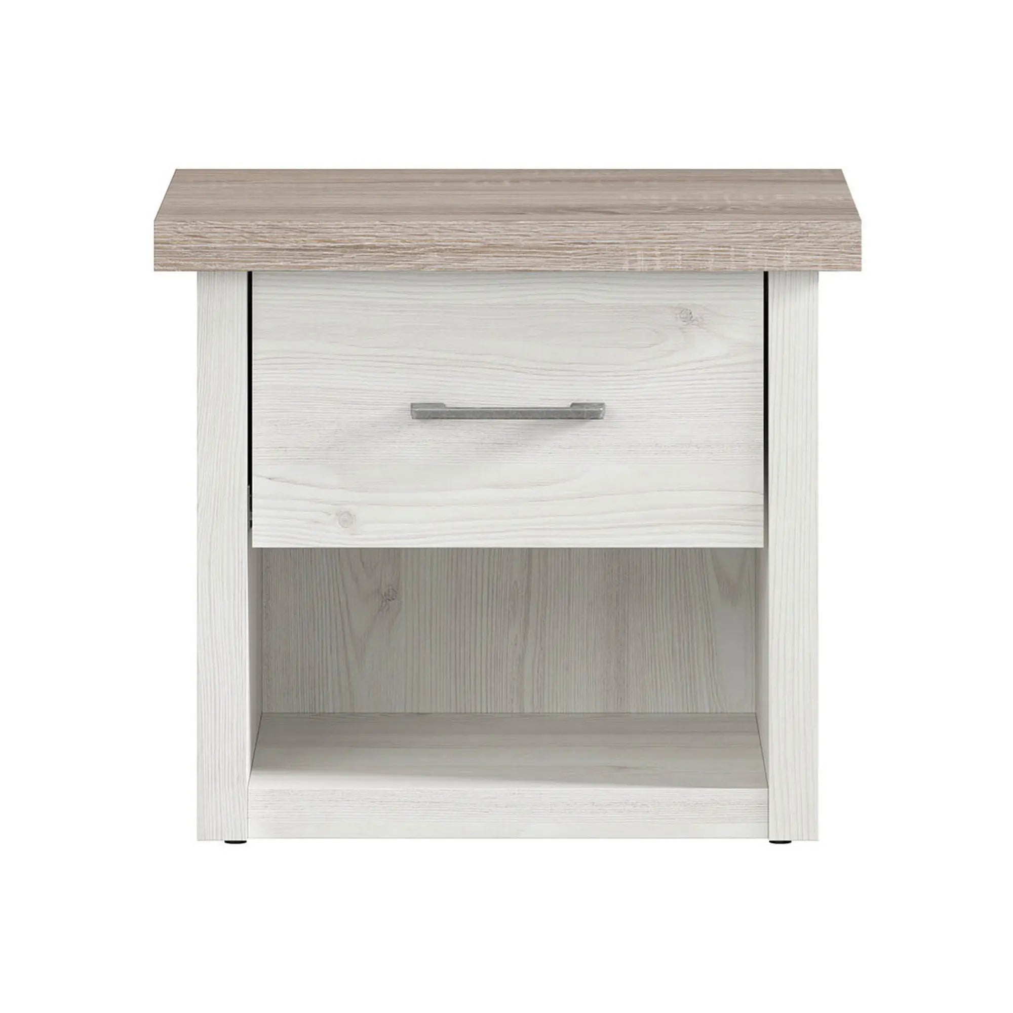 Noptiera LUCA JUZI, zada sibiu deschis/stejar sonoma, PAL laminat, 51x43x46 cm