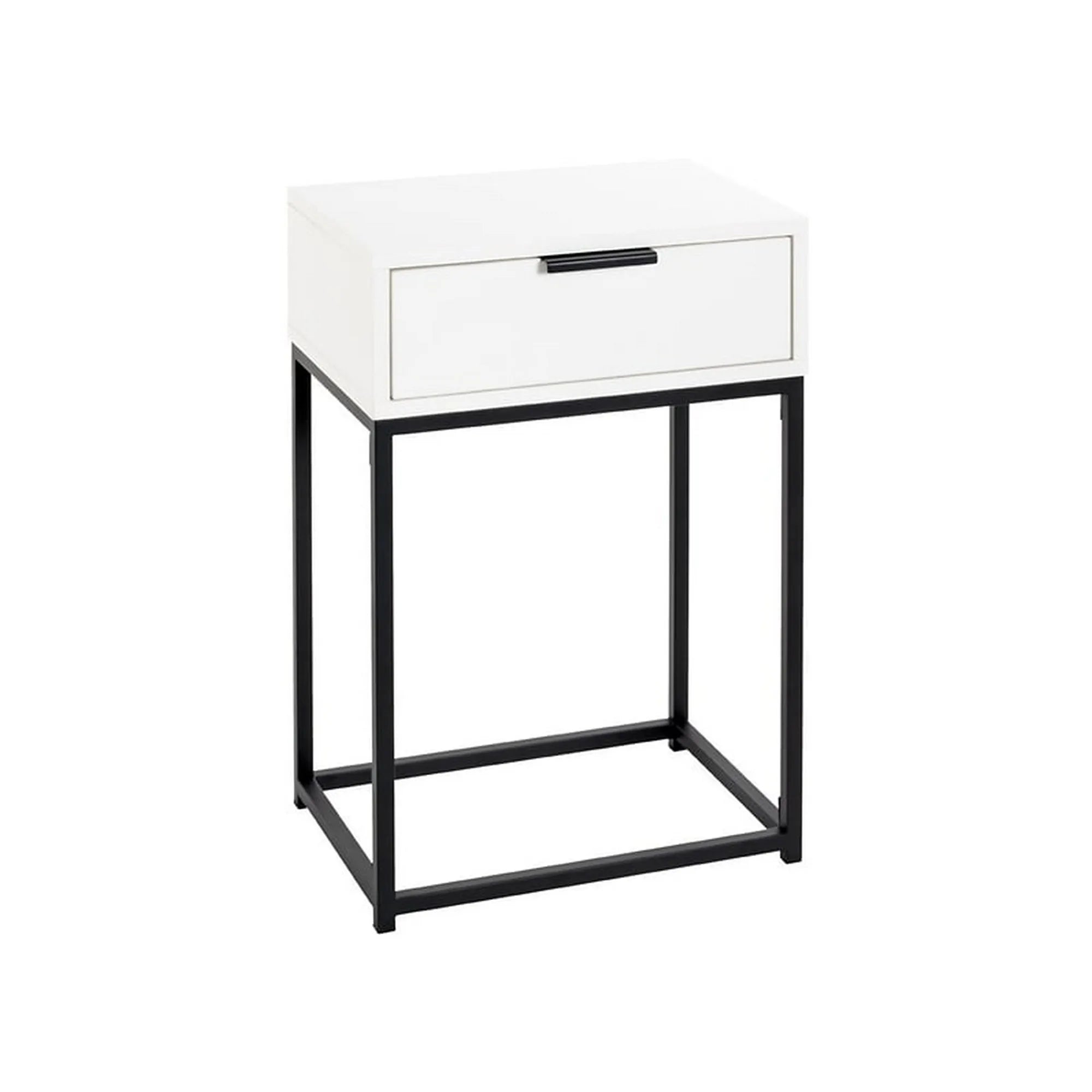 Noptiera MALMO, alb/negru, PAL/metal, 40x28x60 cm