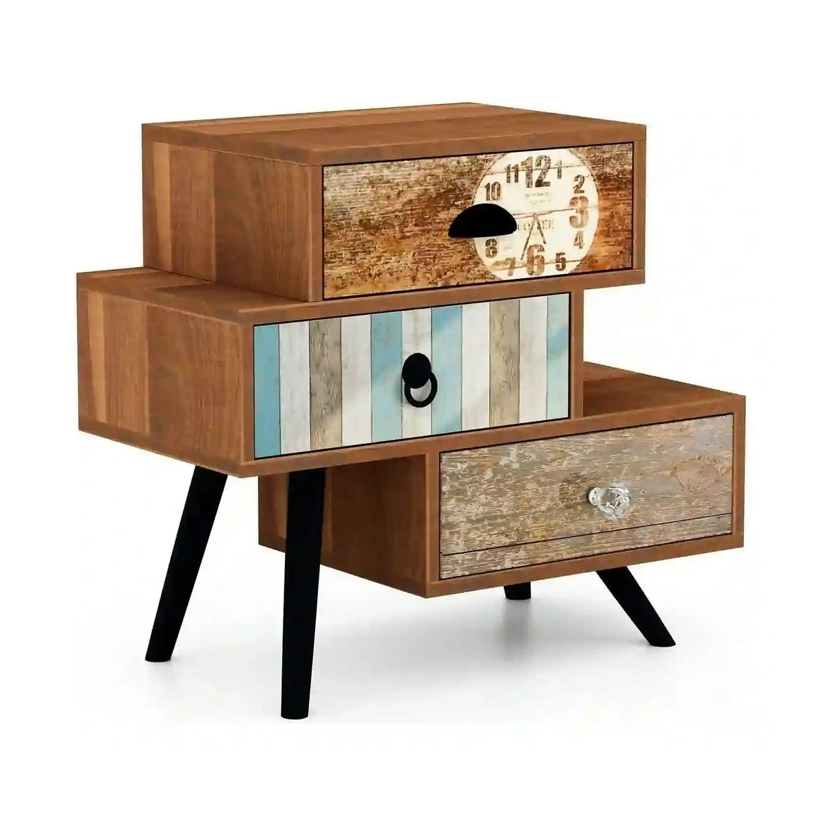 Noptiera MEZO KM1, nuc/negru, PAL laminat/metal, 59x29x53 cm