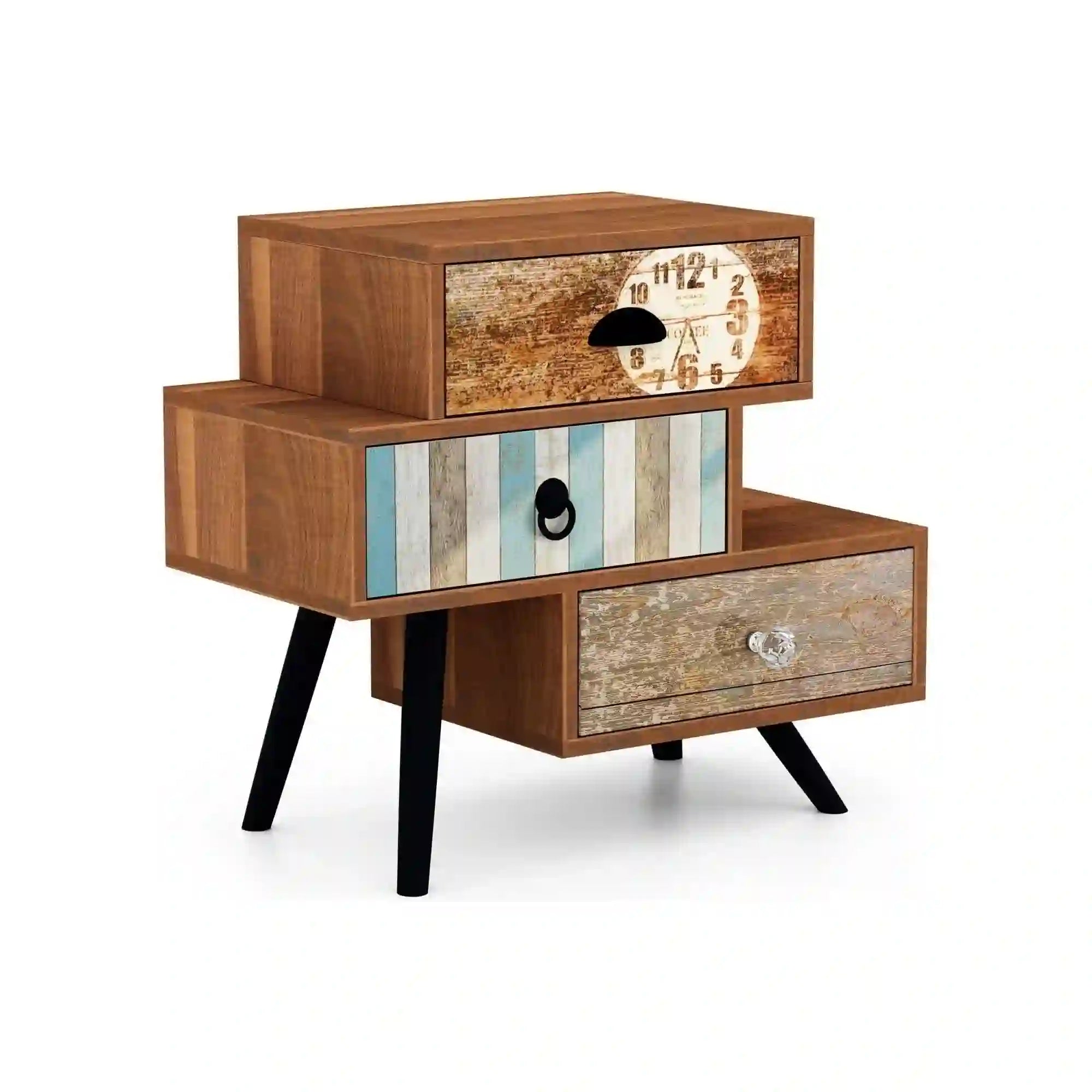 Noptiera MEZO KM1, nuc/negru, PAL laminat/metal, 59x29x53 cm