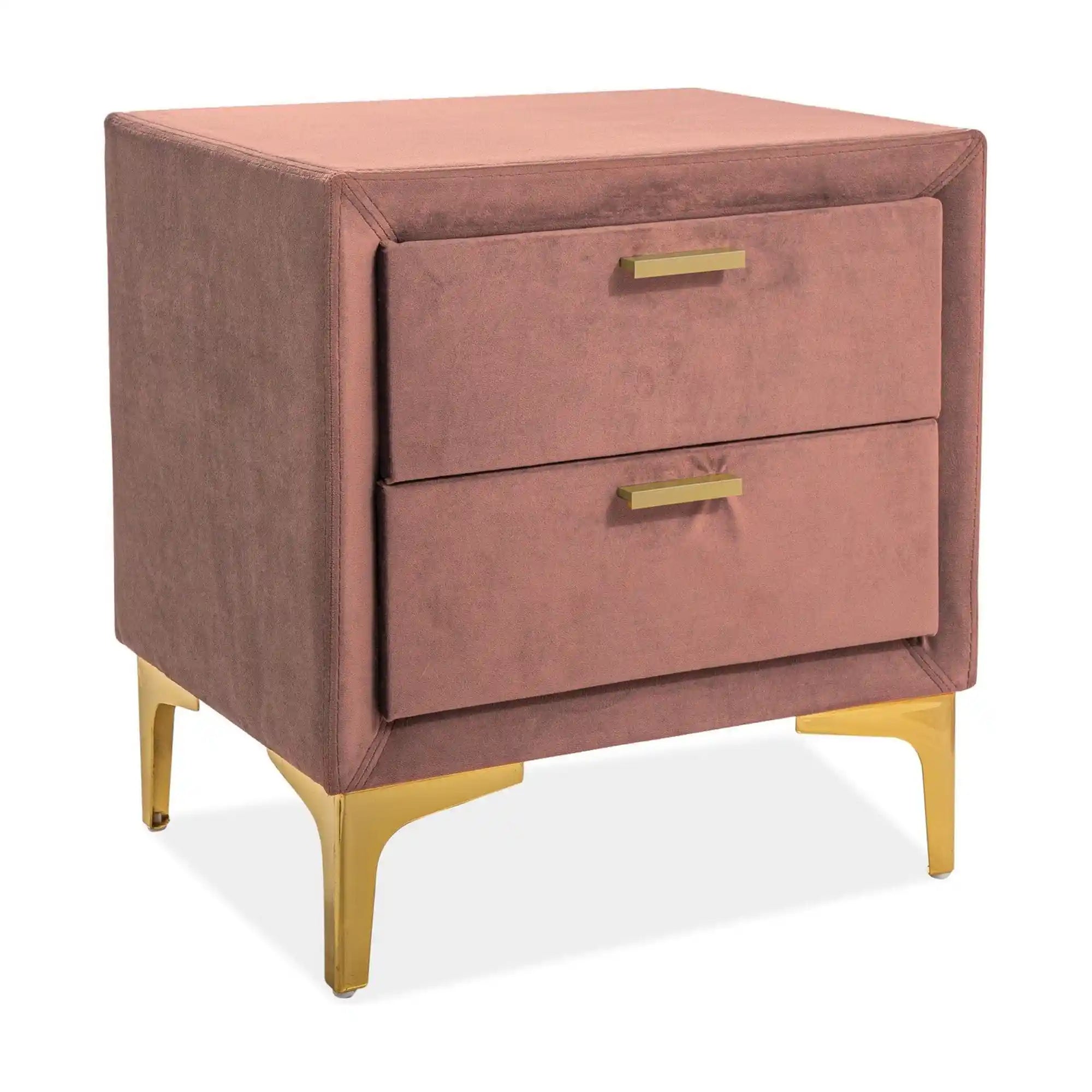Noptiera MONAKO, roz antic/auriu, stofa catifelata, 53x36x56 cm