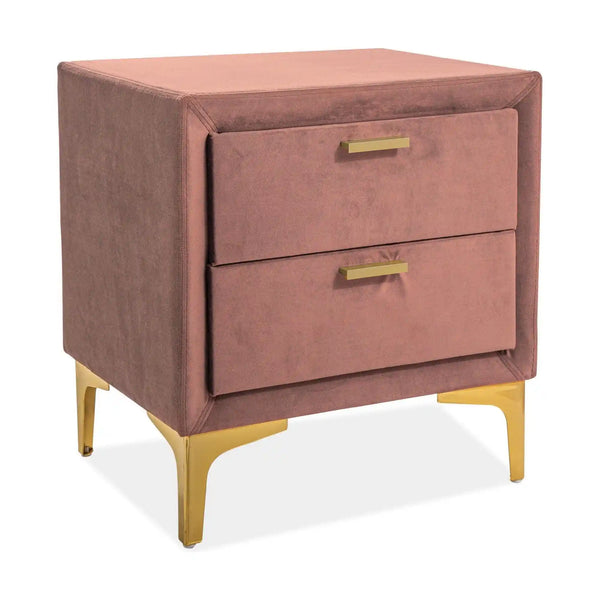 Noptiera MONAKO, roz antic/auriu, stofa catifelata, 53x36x56 cm