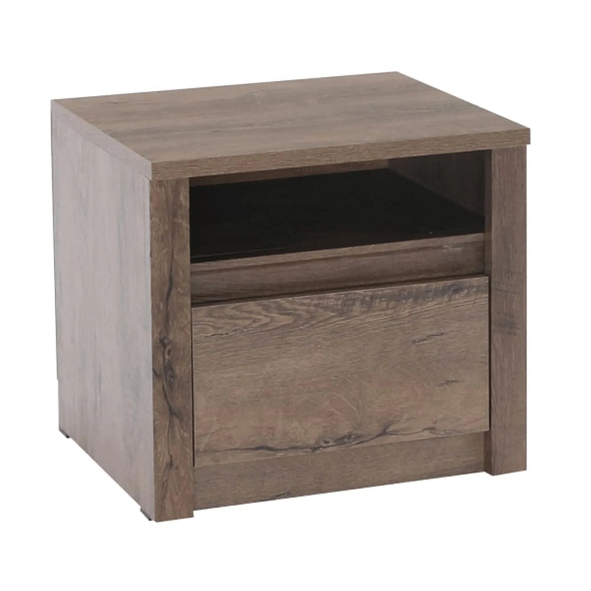 Noptiera MONTANA SN, stejar lefkas inchis, PAL melaminat, 50x43x46 cm