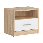 Noptiera NEPO PLUS, stejar sonoma/alb, PAL, 50x34x43 cm