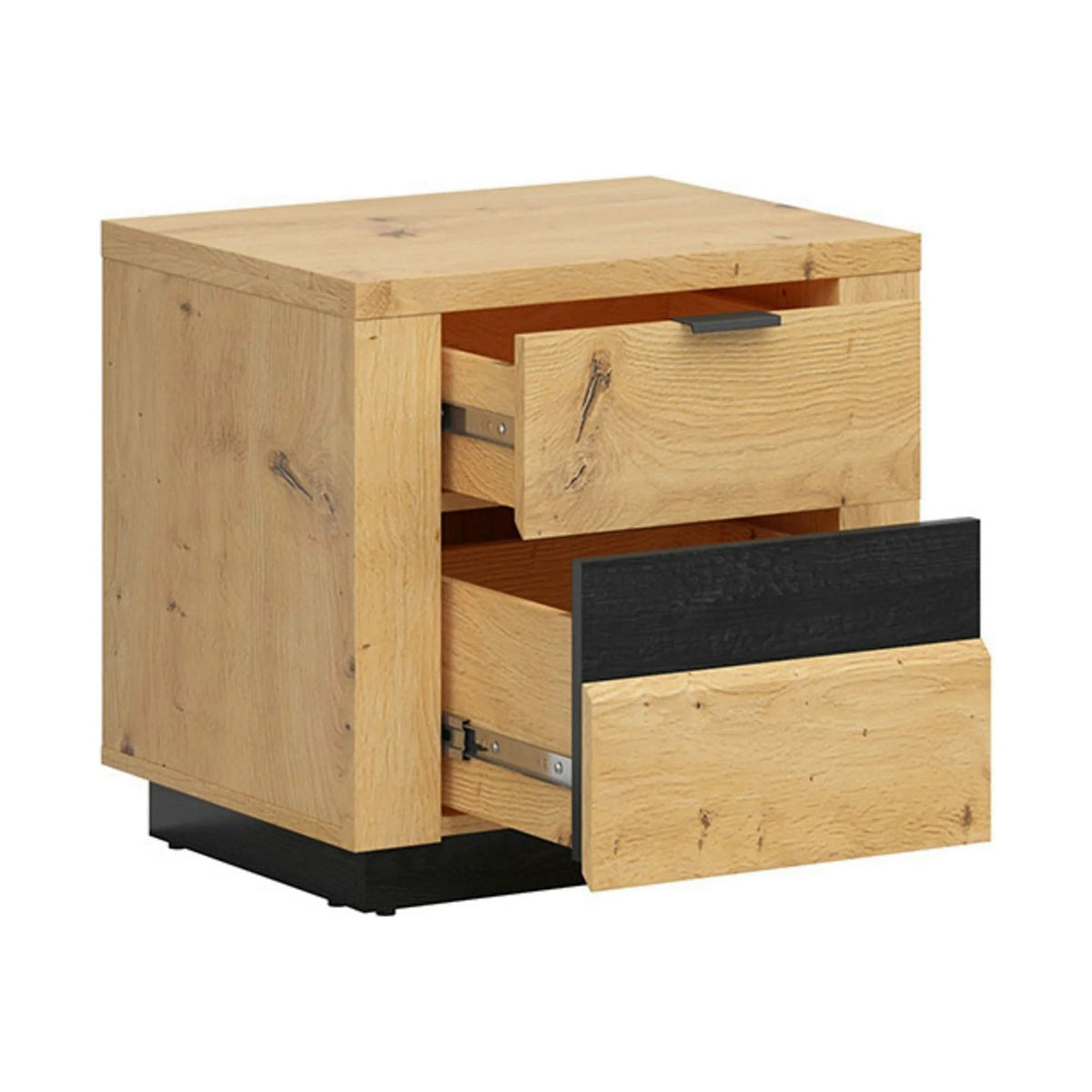 Noptiera OSTIA, stejar artisan/negru, PAL, 54x42x52 cm