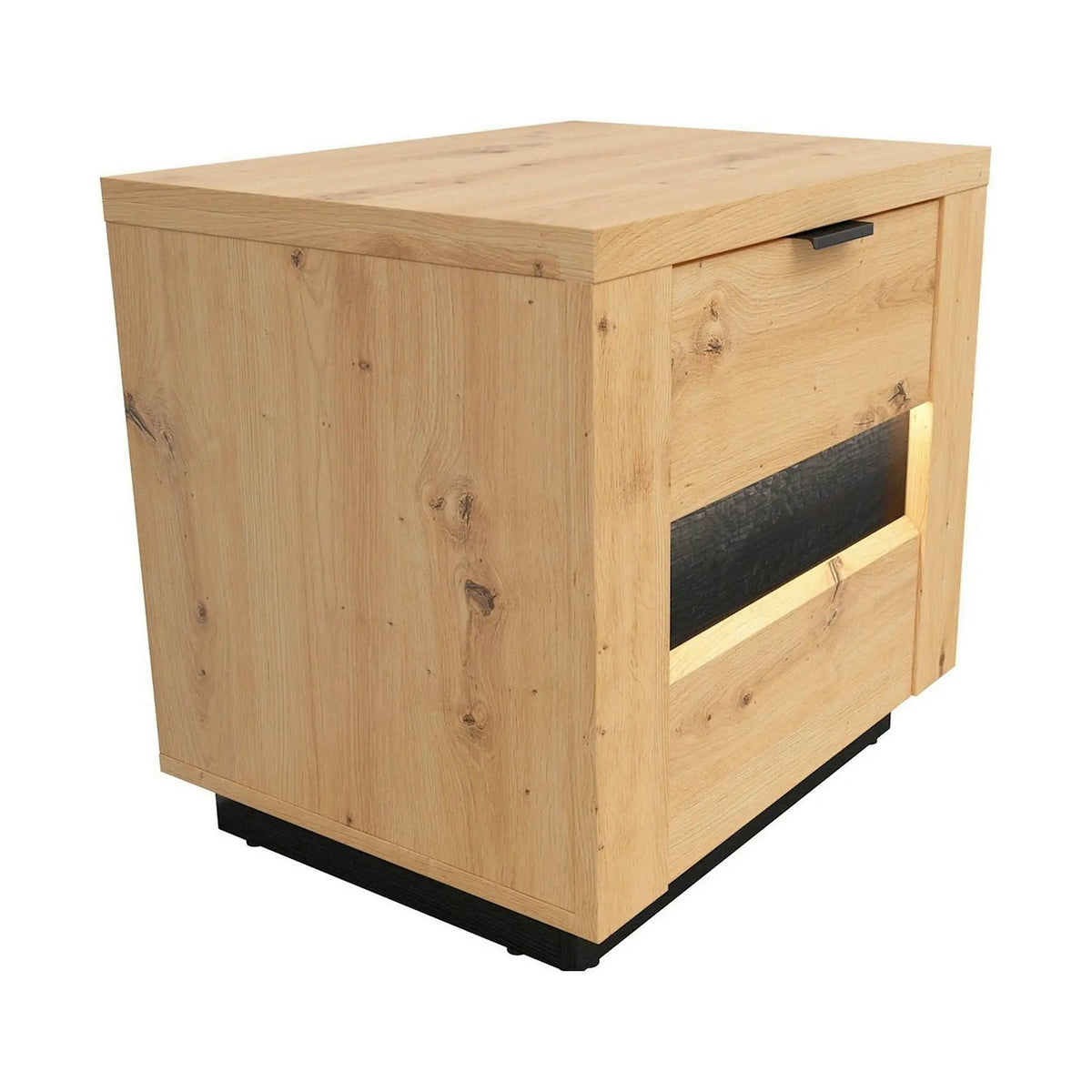 Noptiera OSTIA, stejar artisan/negru, PAL, 54x42x52 cm