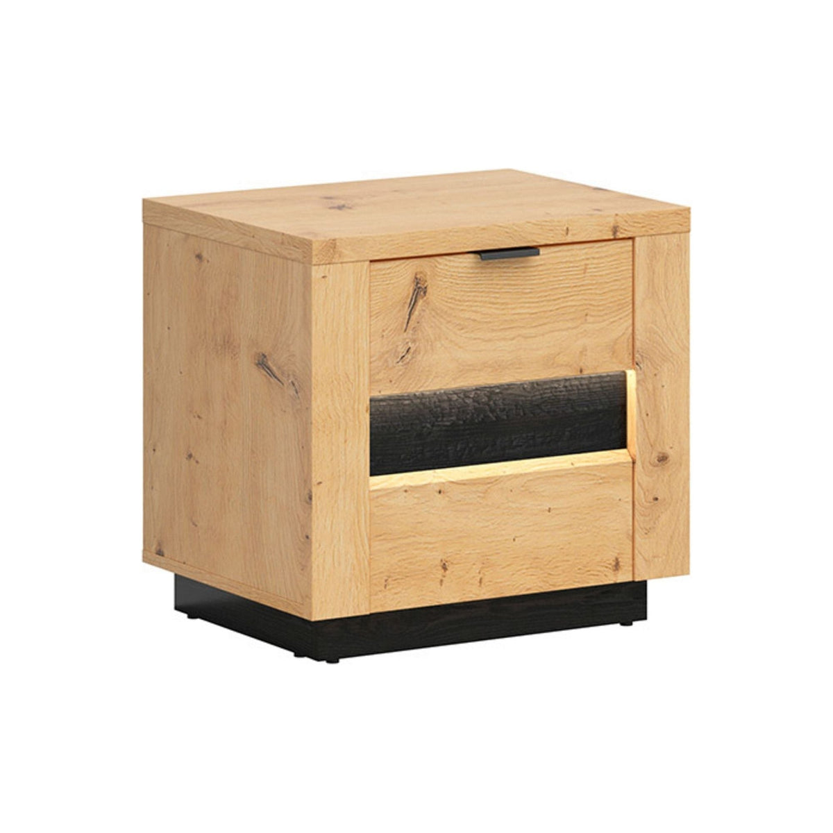 Noptiera OSTIA, stejar artisan/negru, PAL, 54x42x52 cm