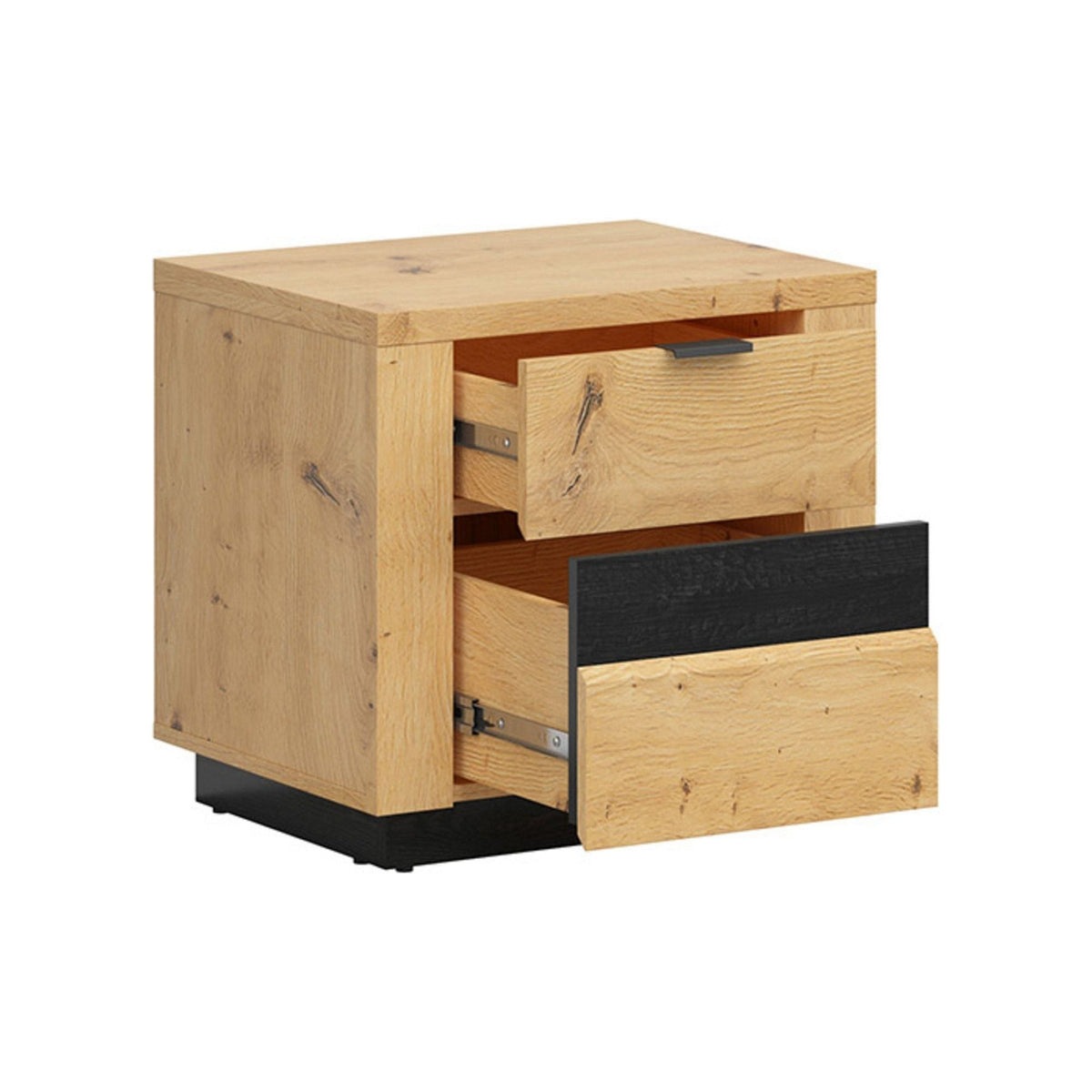 Noptiera OSTIA, stejar artisan/negru, PAL, 54x42x52 cm