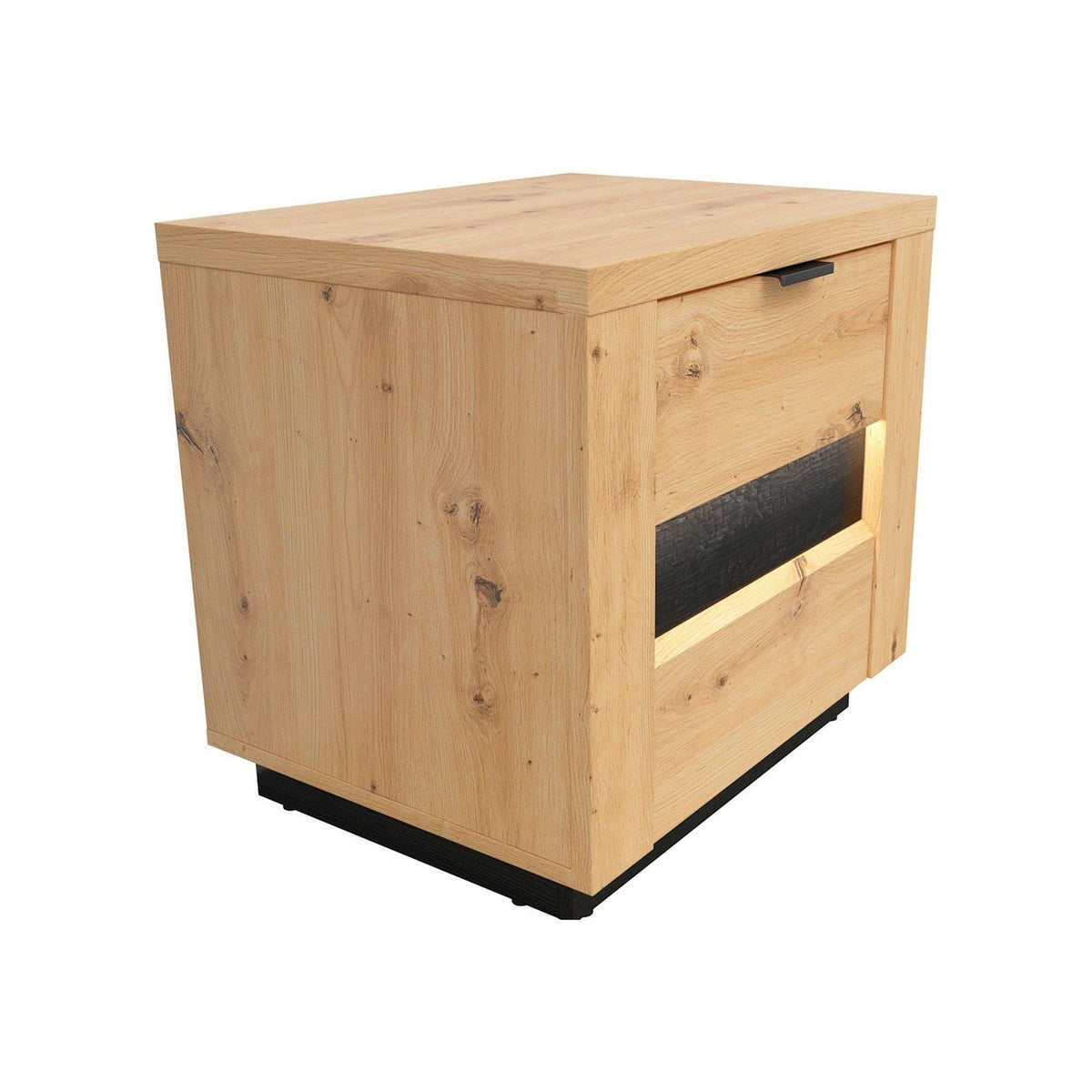 Noptiera OSTIA, stejar artisan/negru, PAL, 54x42x52 cm