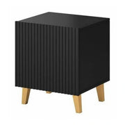Noptiera PAFOS, negru/stejar, PAL/plastic, 45x40x51 cm