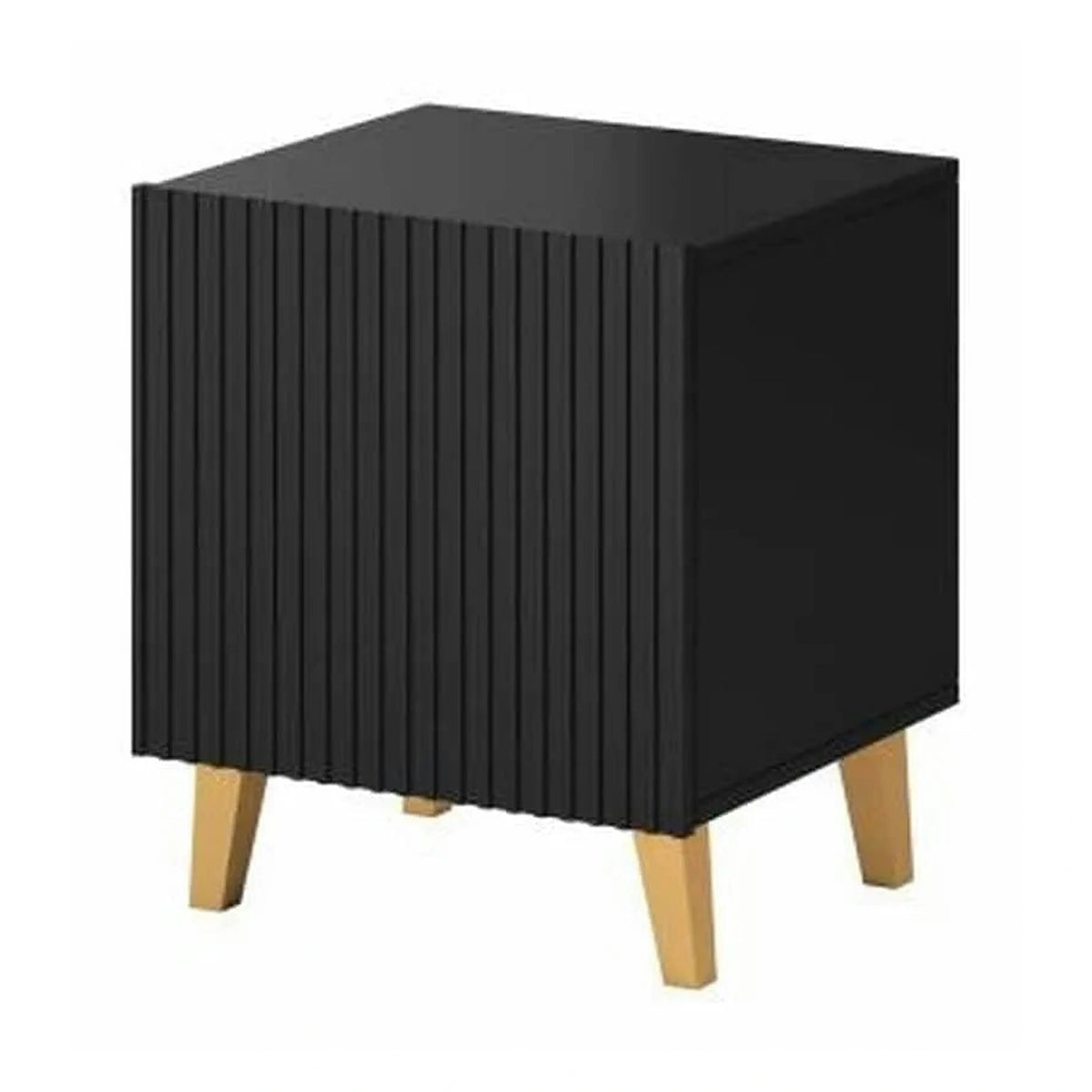 Noptiera PAFOS, negru/stejar, PAL/plastic, 45x40x51 cm