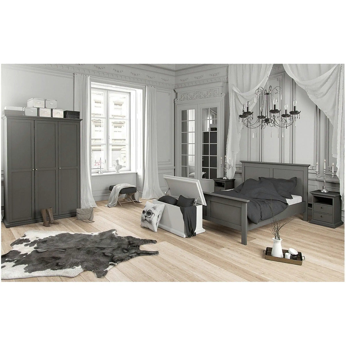 Noptiera PARIS 70302, gri antracit, DTD laminat, 44x40x59 cm