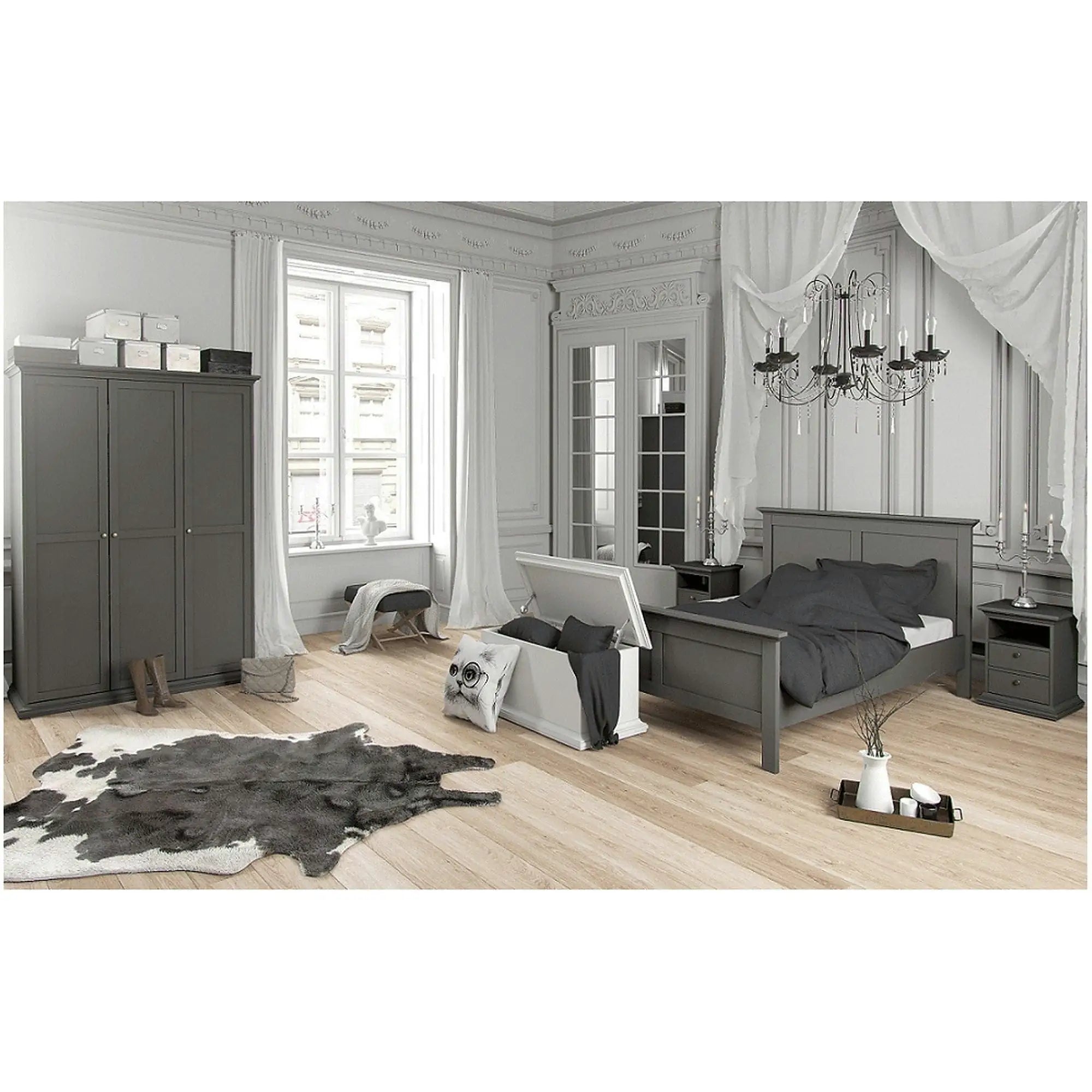 Noptiera PARIS 70302, gri antracit, DTD laminat, 44x40x59 cm