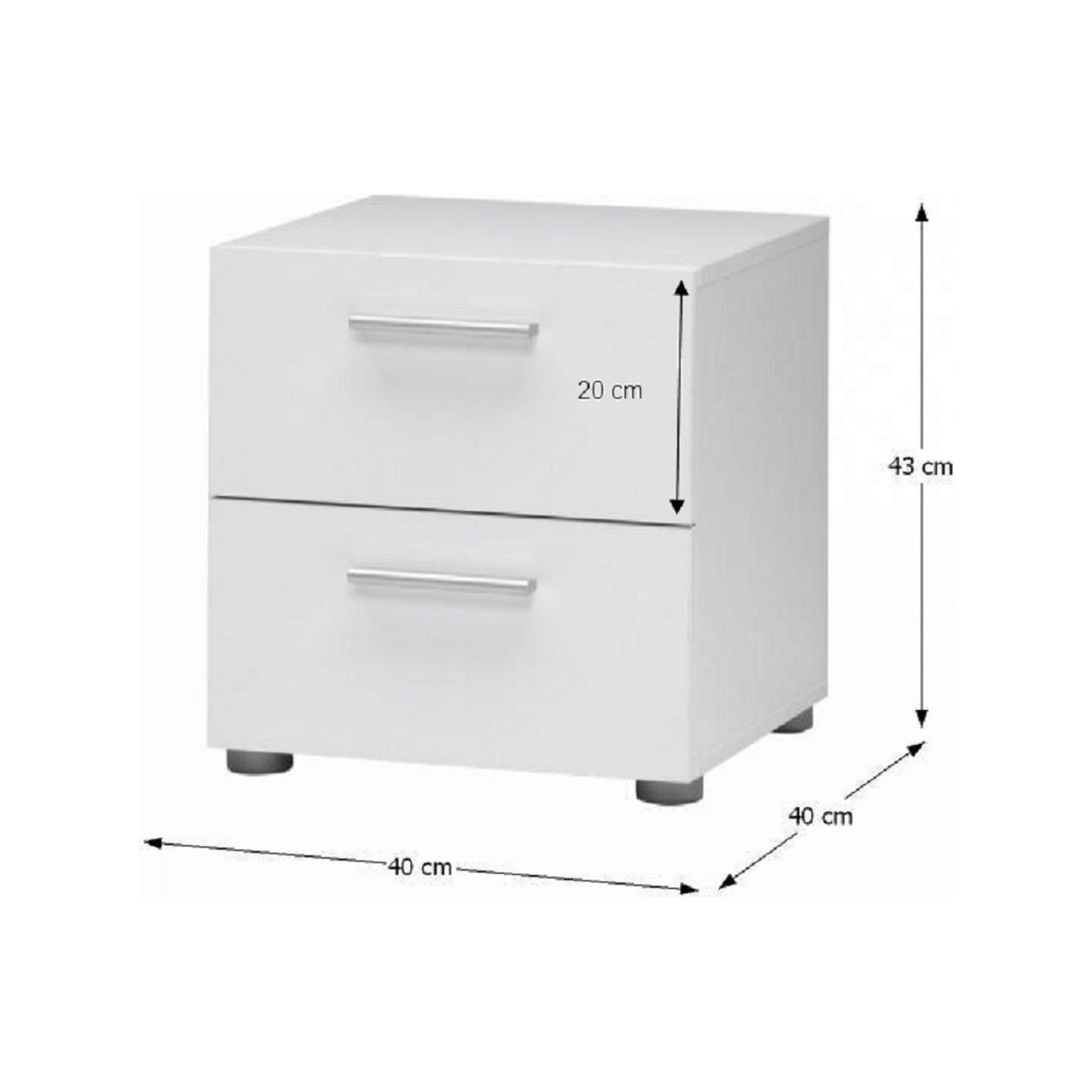 Noptiera PEPE, alb, DTD infoliat, 40x40x43 cm