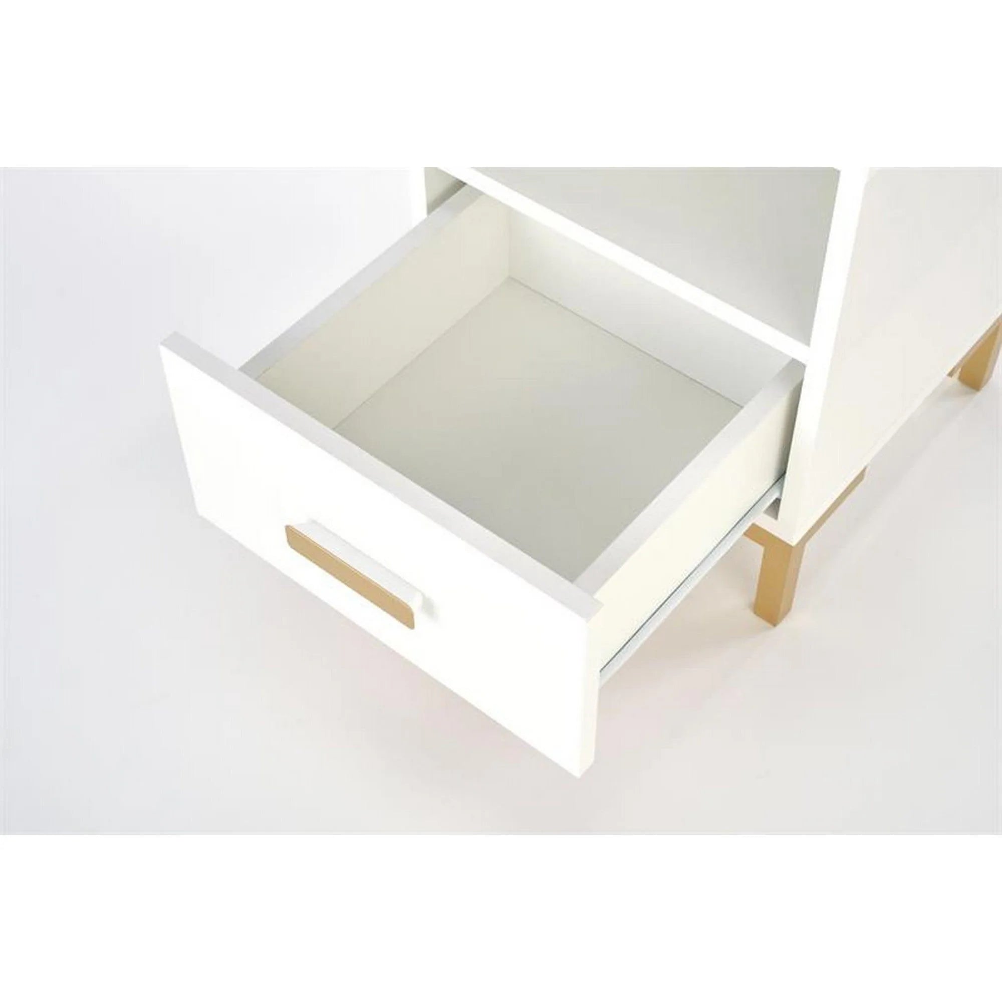 Noptiera SILVIA, alb/auriu, PAL laminat/polipropilena, 40x40x52 cm