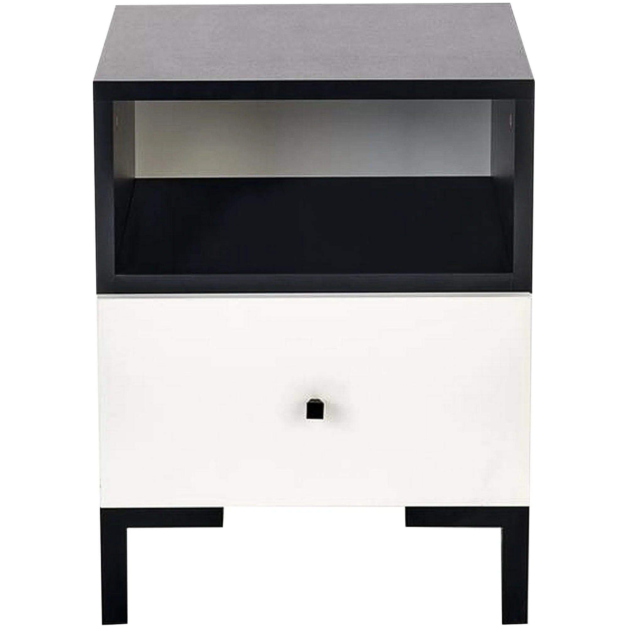 Noptiera SILVIA, alb/negru, PAL, 40x40x52 cm