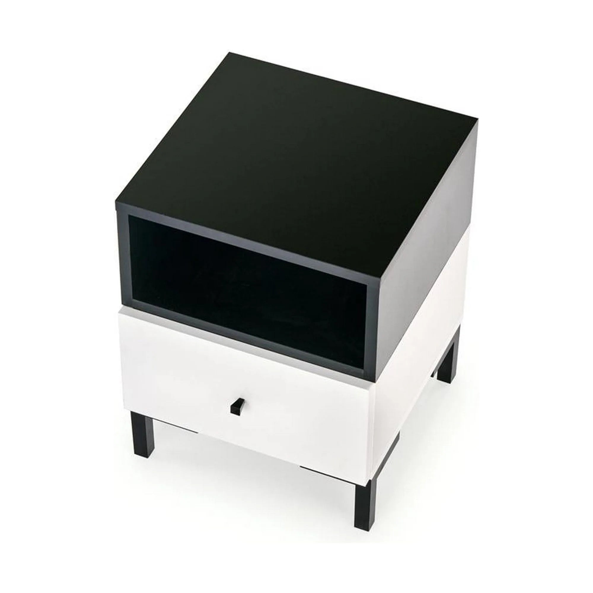 Noptiera SILVIA, alb/negru, PAL, 40x40x52 cm