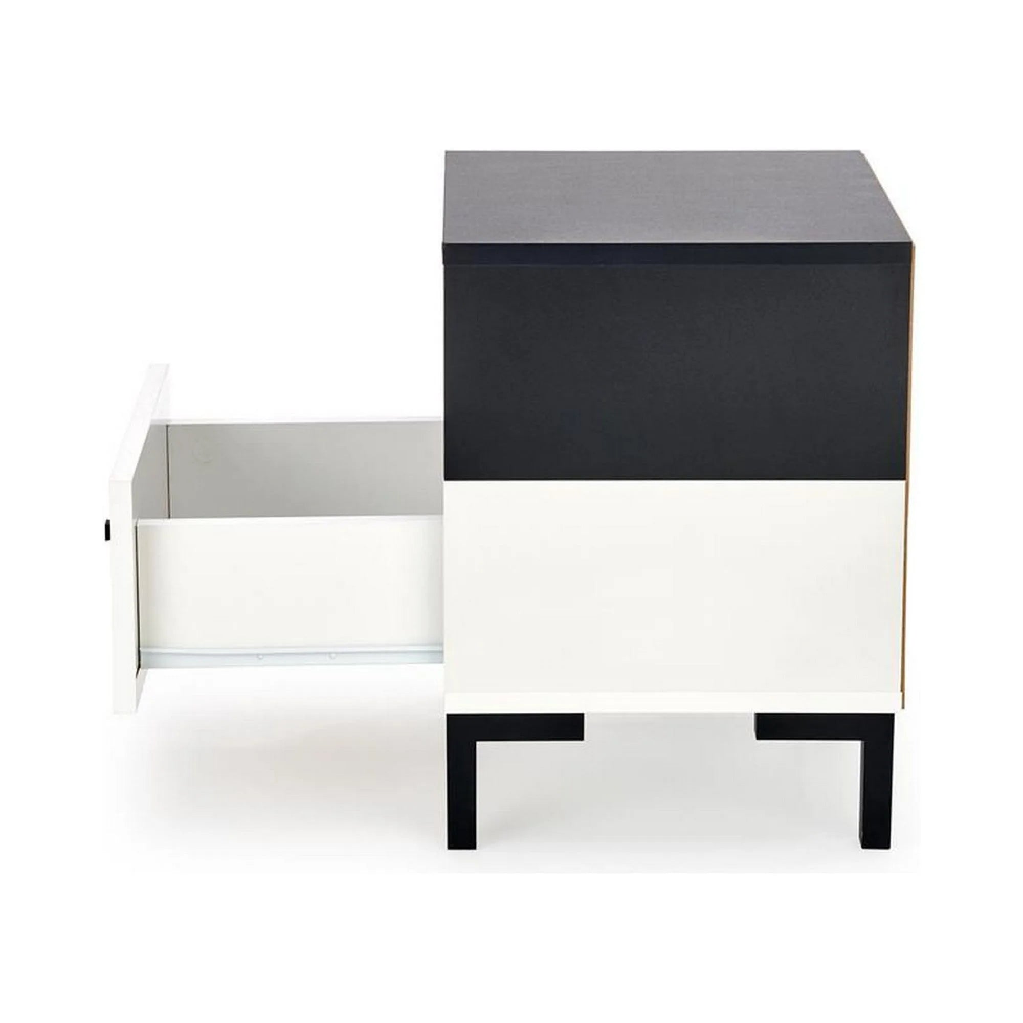 Noptiera SILVIA, alb/negru, PAL, 40x40x52 cm