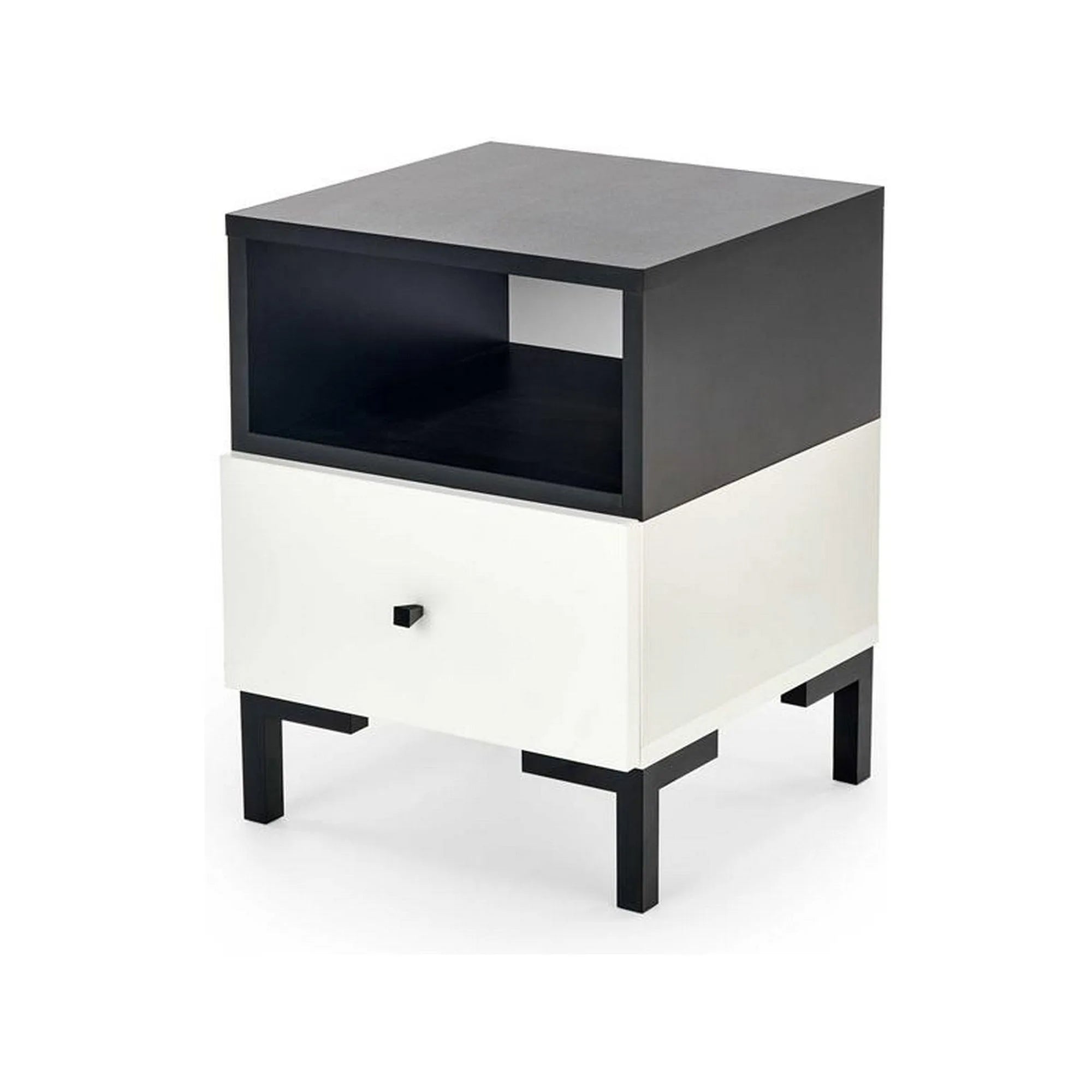 Noptiera SILVIA, alb/negru, PAL, 40x40x52 cm