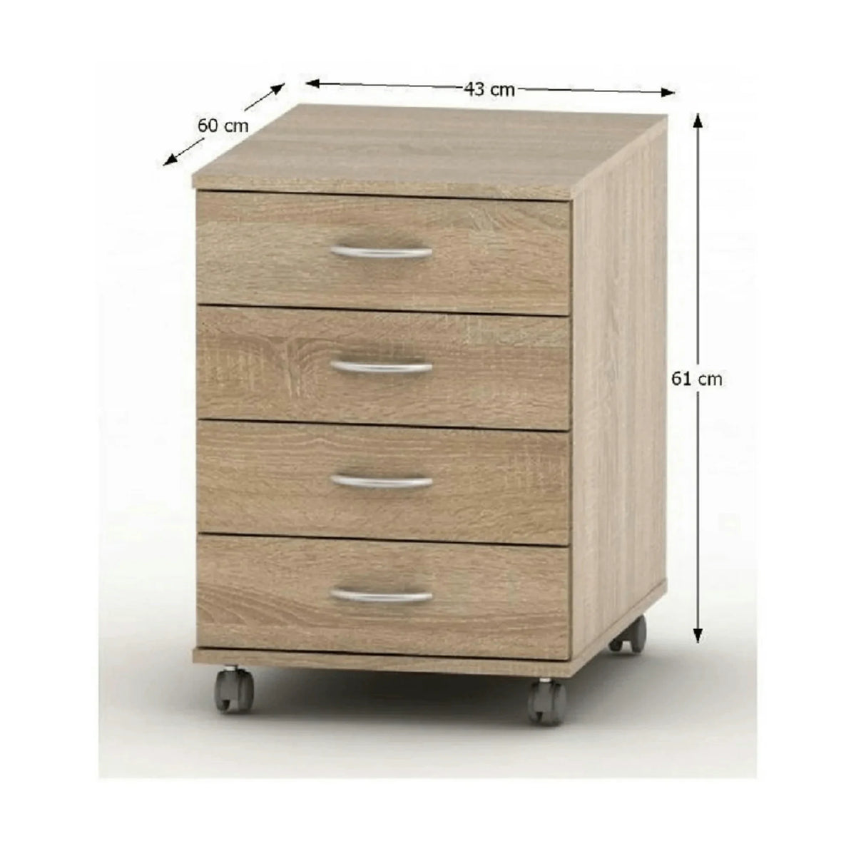Noptiera TEMPO ASISTENT NEW 015, stejar sonoma, PAL melaminat, cu 4 sertare, 43x60x61 cm