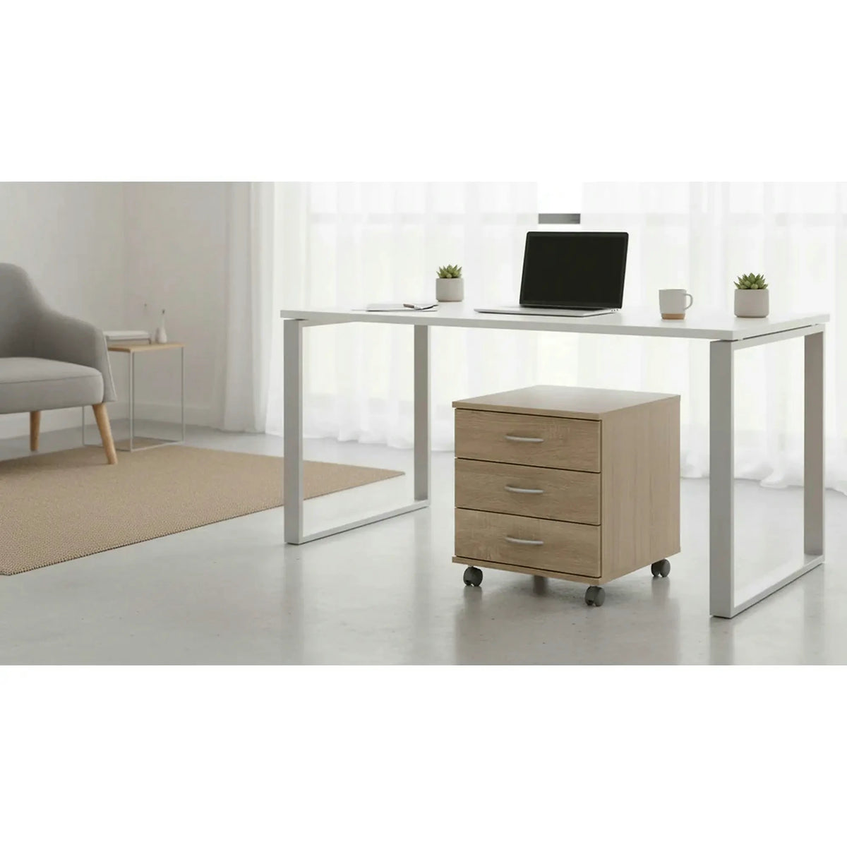 Noptiera TEMPO ASISTENT NEW 016, stejar sonoma, PAL melaminat, cu 3 sertare, 43x56x48 cm