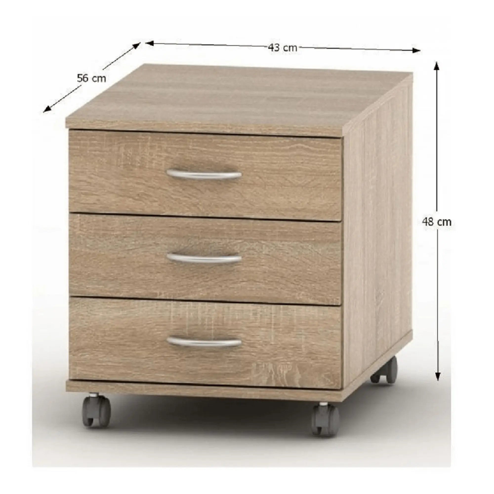 Noptiera TEMPO ASISTENT NEW 016, stejar sonoma, PAL melaminat, cu 3 sertare, 43x56x48 cm