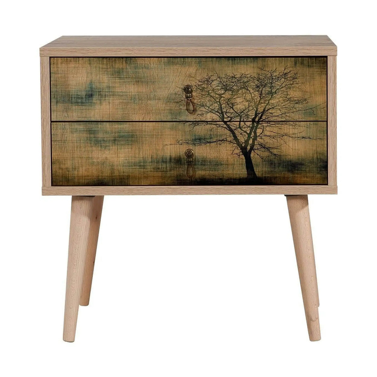 Noptiera Two - 729, stejar, PAL melaminat, 60x40x61 cm